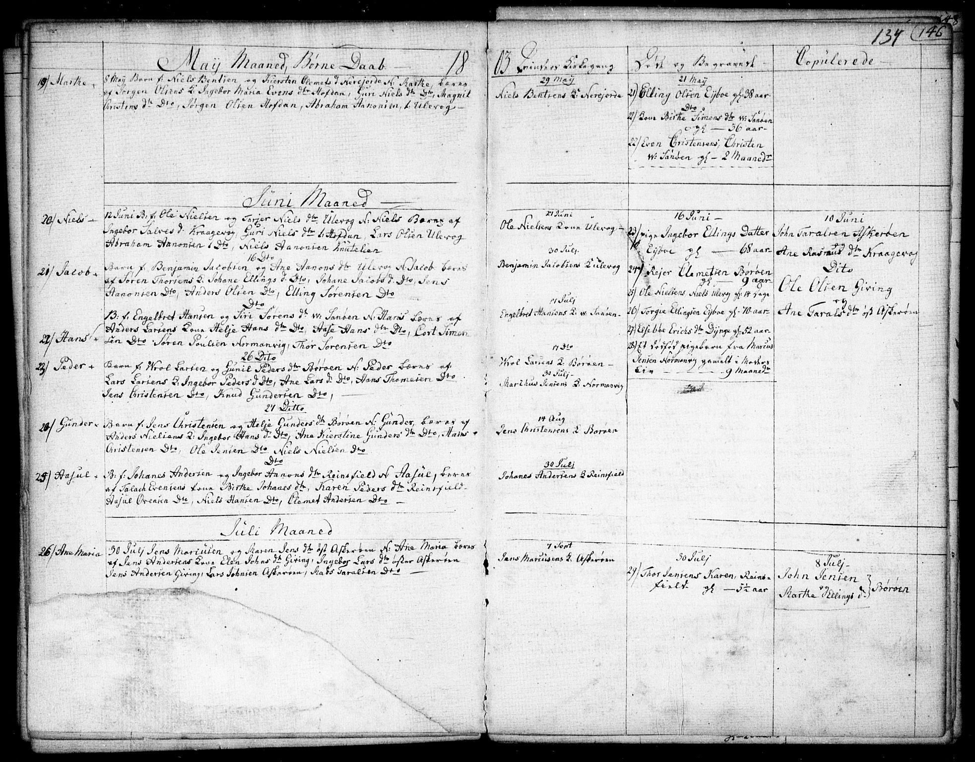 Dypvåg sokneprestkontor, AV/SAK-1111-0007/F/Fb/Fba/L0007: Parish register (copy) no. B 7, 1762-1810, p. 134