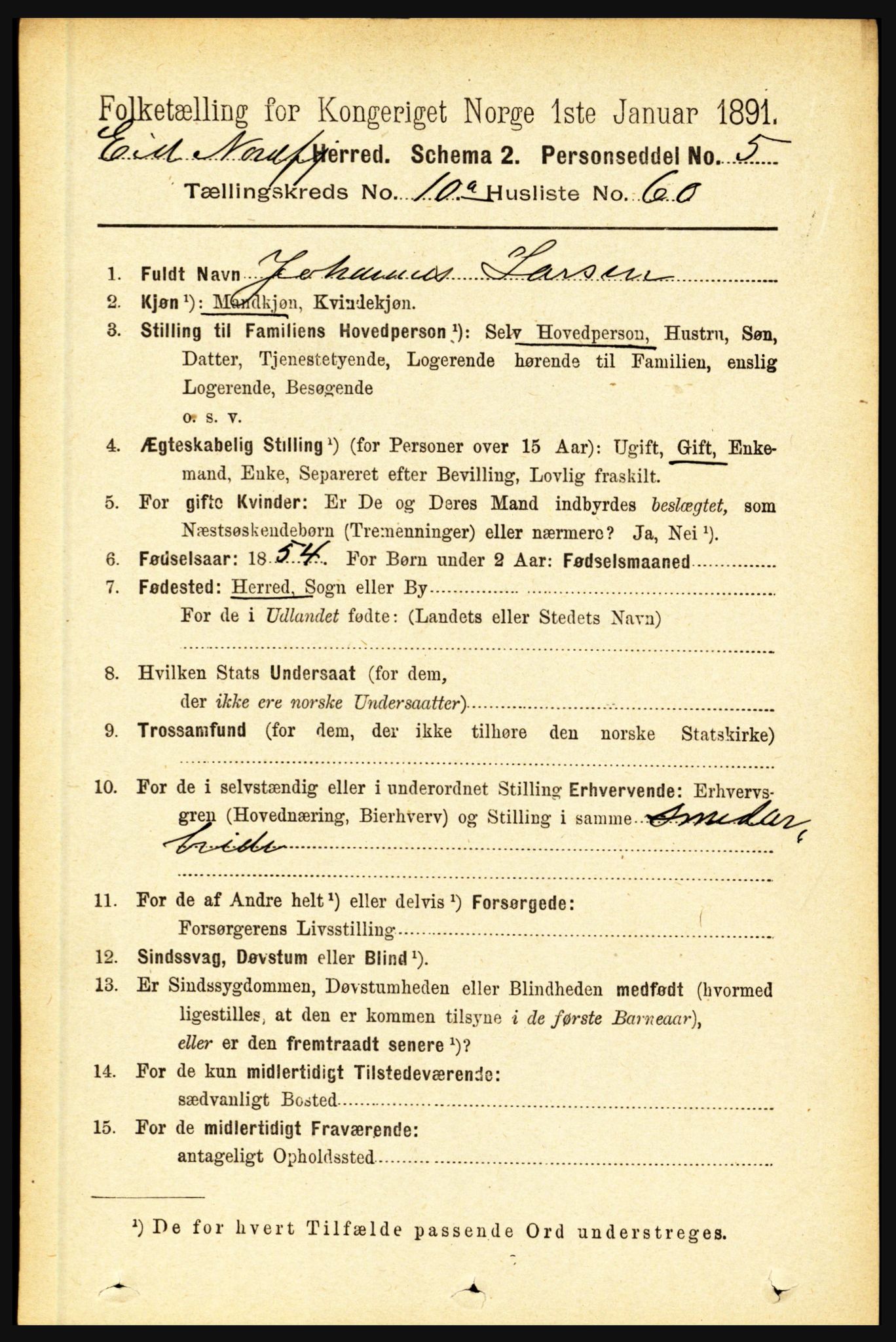 RA, 1891 census for 1443 Eid, 1891, p. 3155