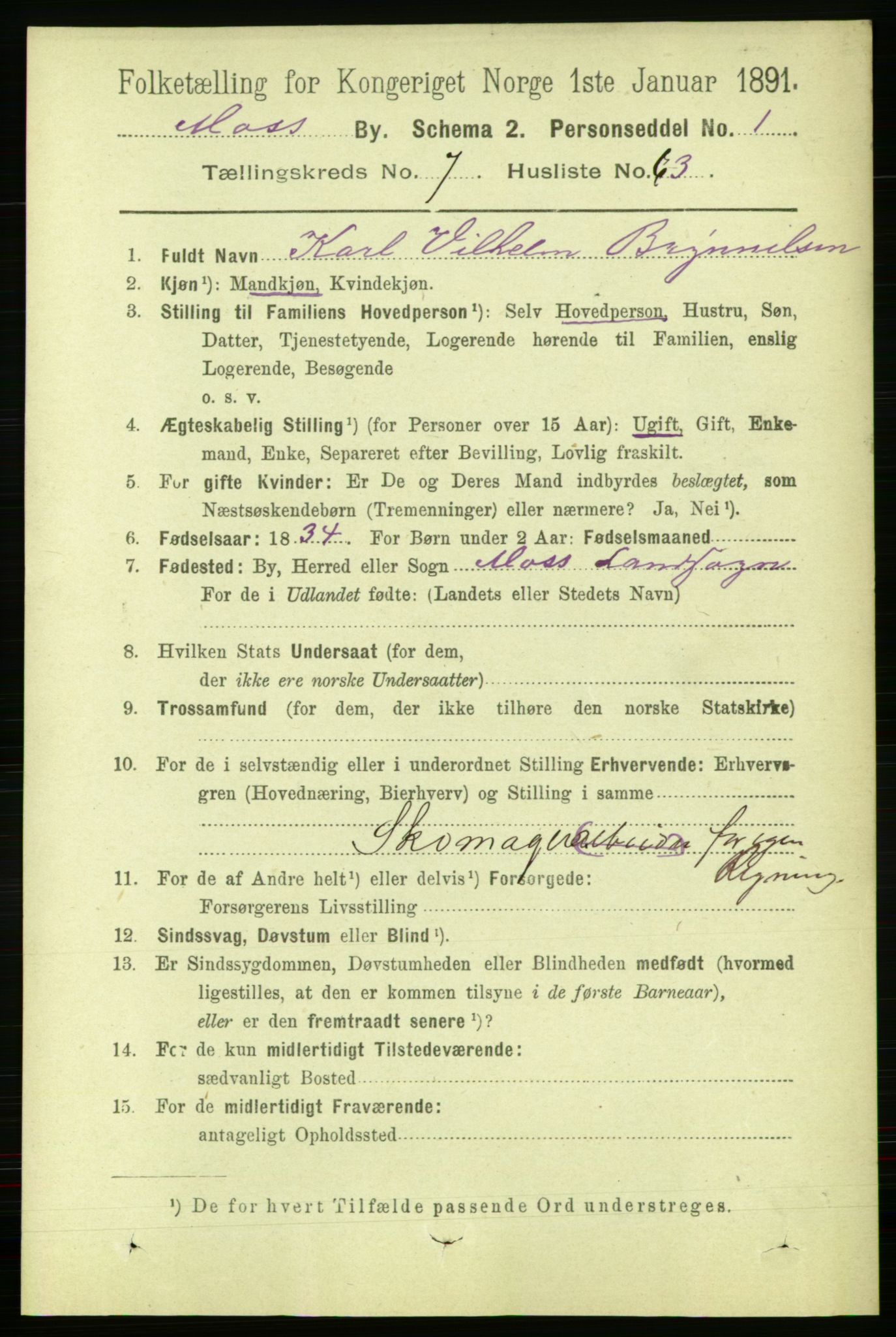 RA, 1891 census for 0104 Moss, 1891, p. 4238