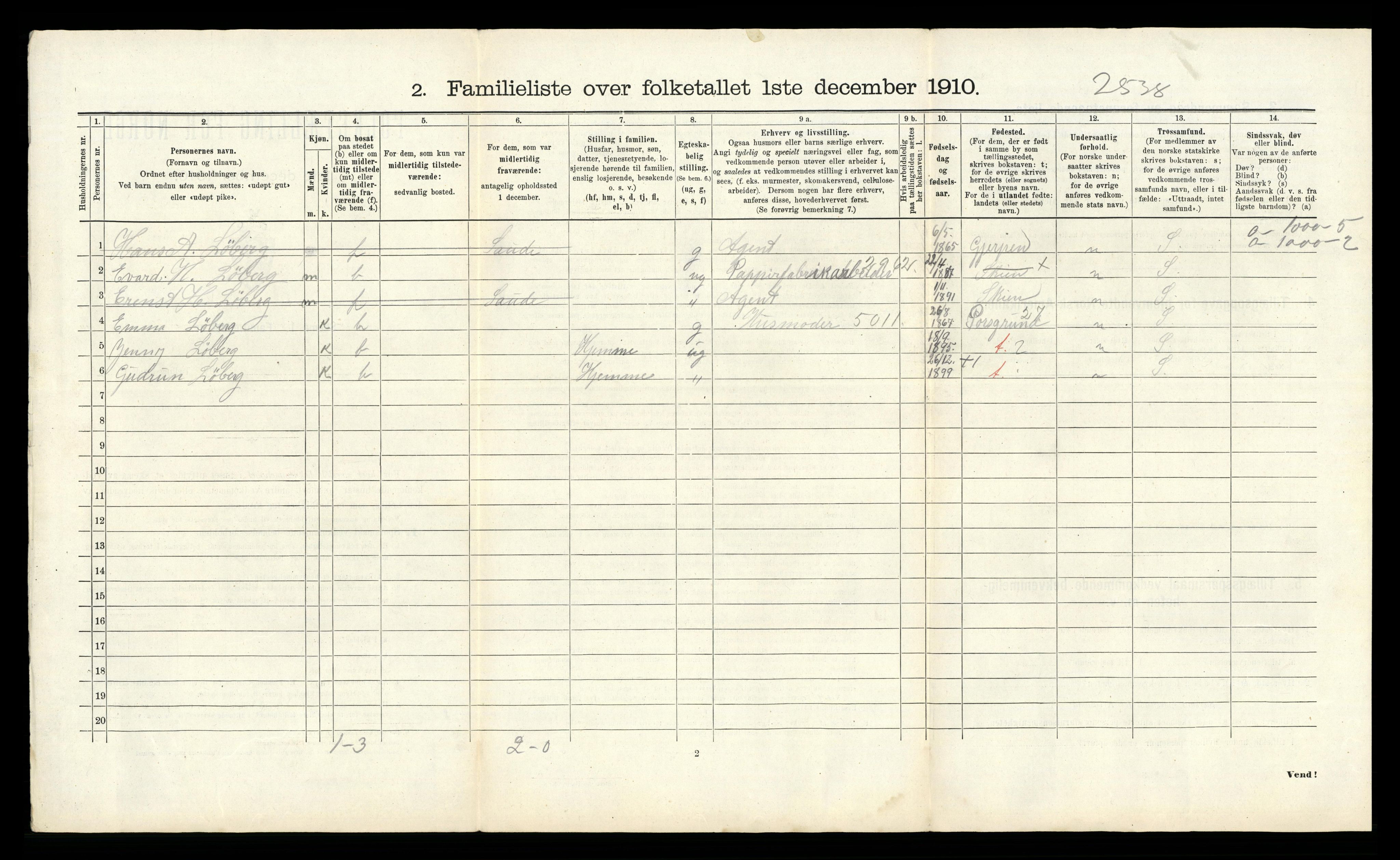 RA, 1910 census for Skien, 1910, p. 3669