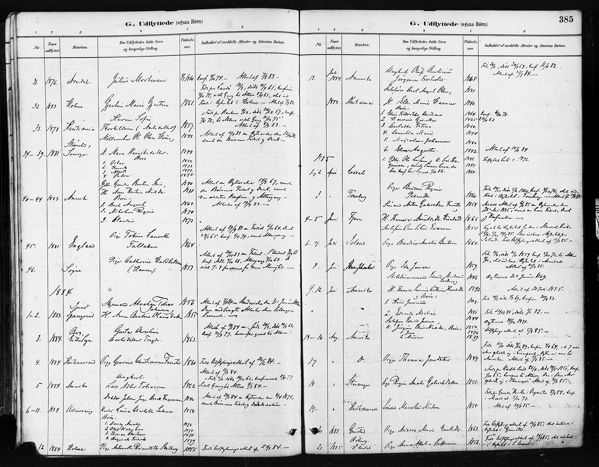 Mandal sokneprestkontor, SAK/1111-0030/F/Fa/Faa/L0016: Parish register (official) no. A 16, 1880-1890, p. 385