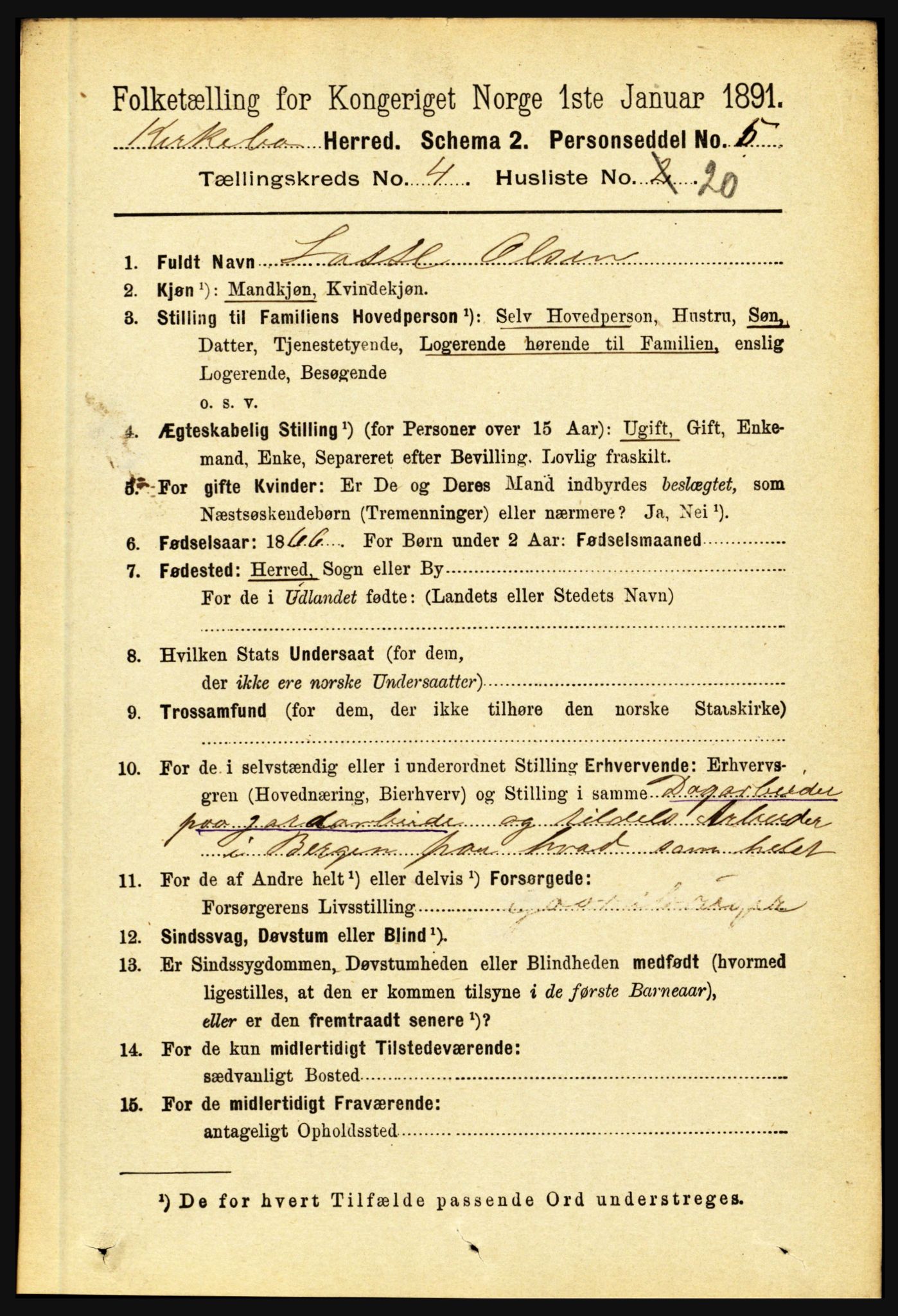 RA, 1891 census for 1416 Kyrkjebø, 1891, p. 967