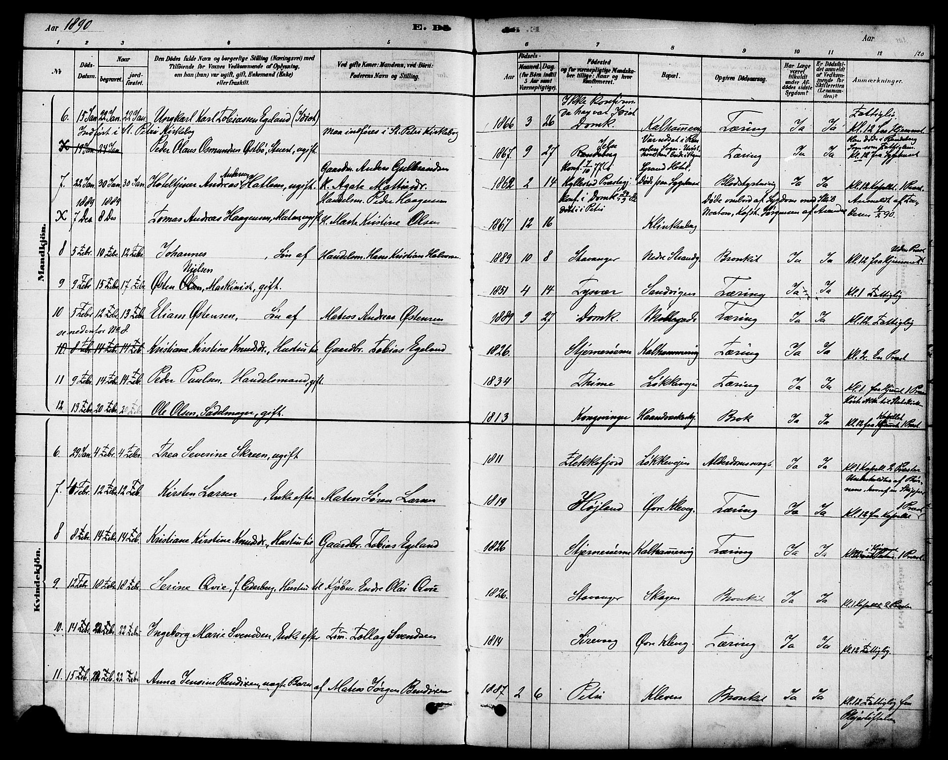 Domkirken sokneprestkontor, SAST/A-101812/001/30/30BA/L0027: Parish register (official) no. A 26, 1878-1896, p. 120
