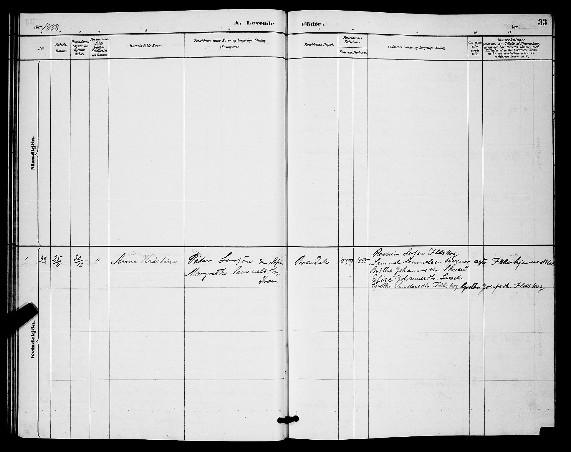 Kistrand/Porsanger sokneprestembete, AV/SATØ-S-1351/H/Hb/L0004.klokk: Parish register (copy) no. 4, 1885-1894, p. 33