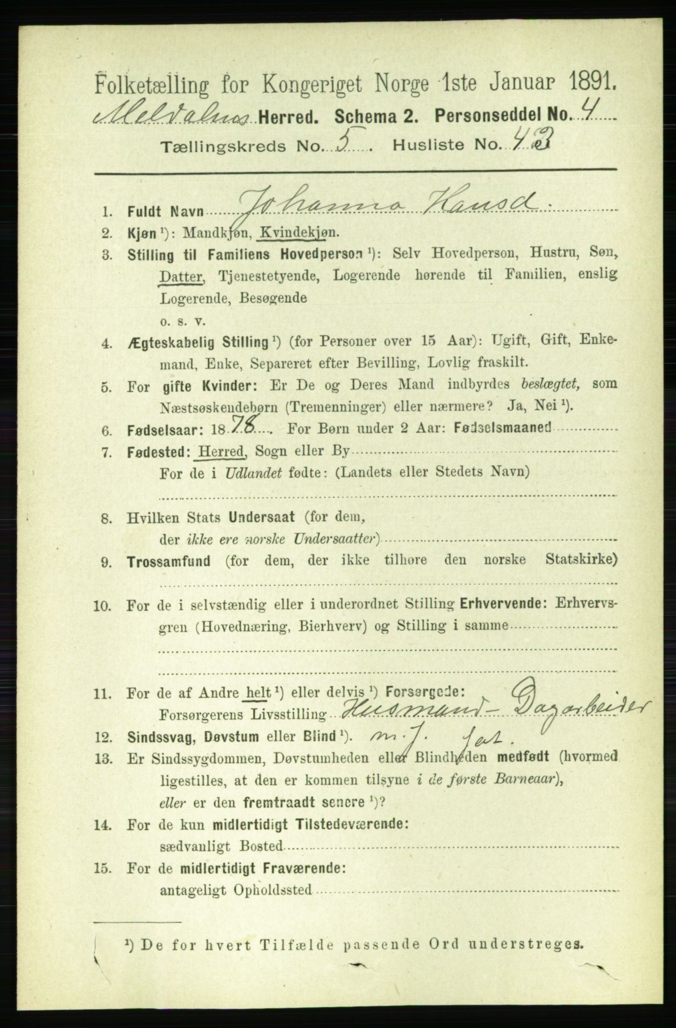 RA, 1891 census for 1636 Meldal, 1891, p. 2774