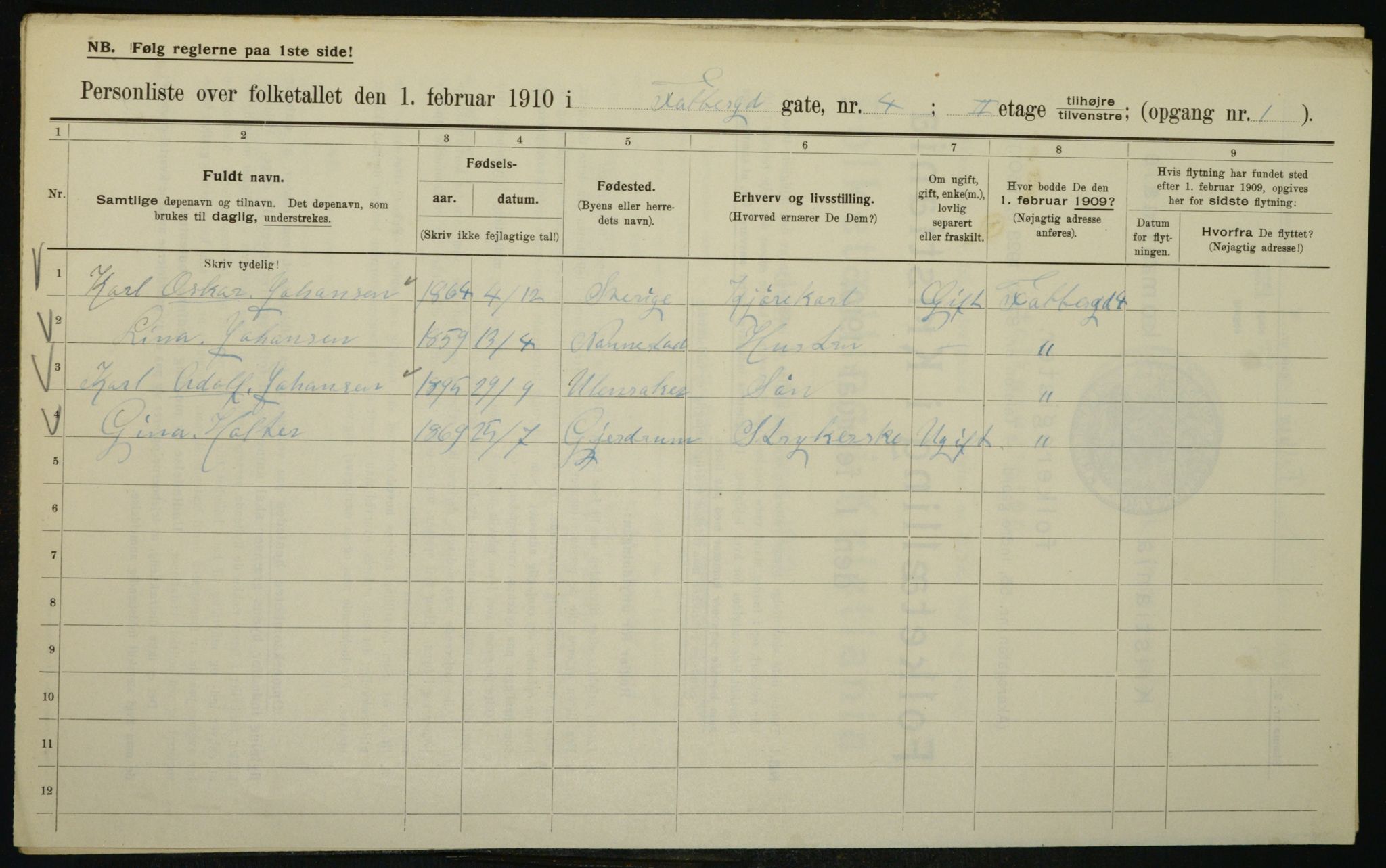 OBA, Municipal Census 1910 for Kristiania, 1910, p. 21797