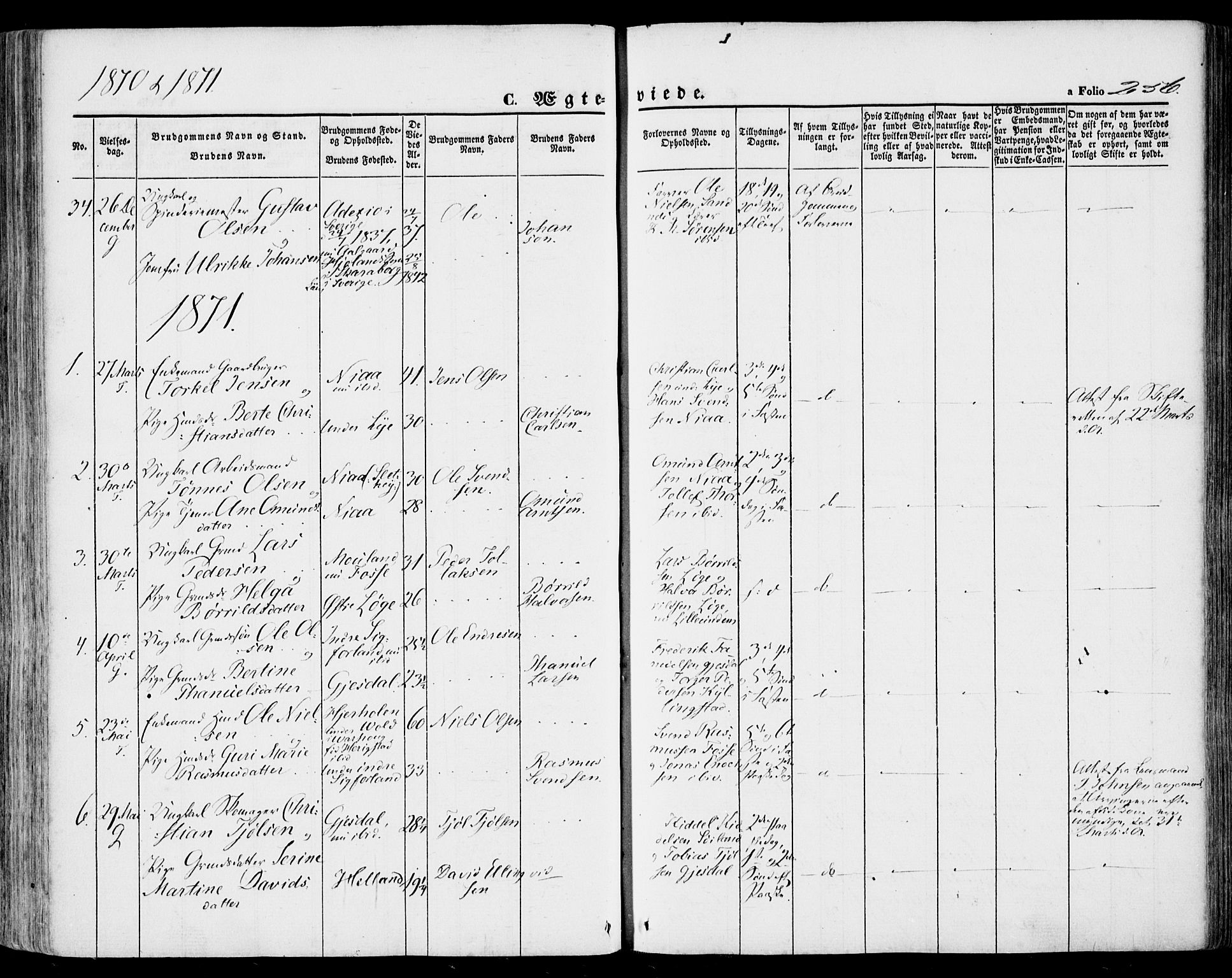 Lye sokneprestkontor, SAST/A-101794/001/30BA/L0007: Parish register (official) no. A 6, 1856-1871, p. 256