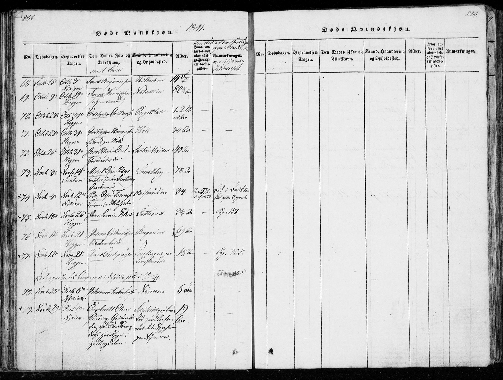 Modum kirkebøker, AV/SAKO-A-234/G/Ga/L0003: Parish register (copy) no. I 3, 1832-1842, p. 285-286