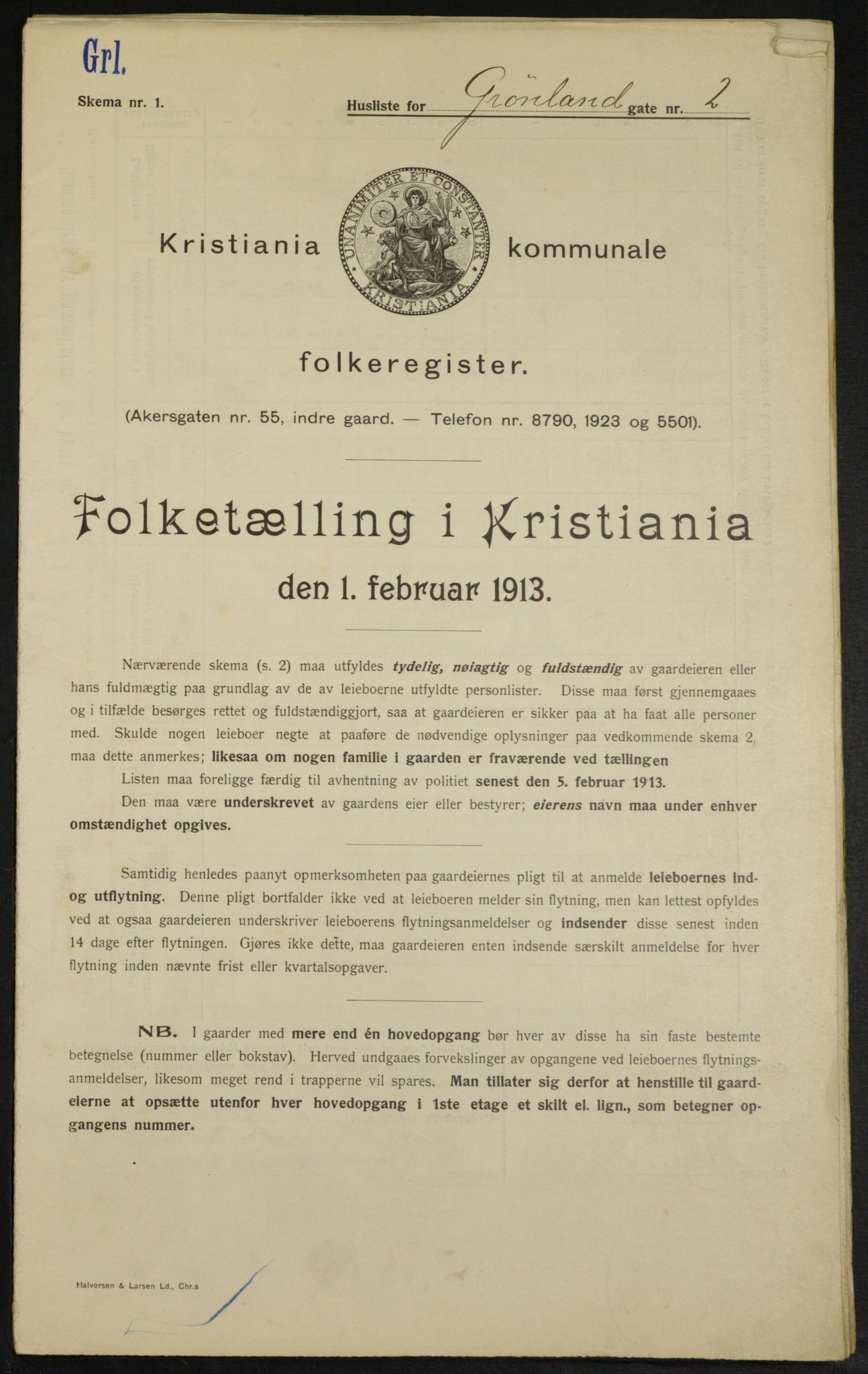 OBA, Municipal Census 1913 for Kristiania, 1913, p. 31218