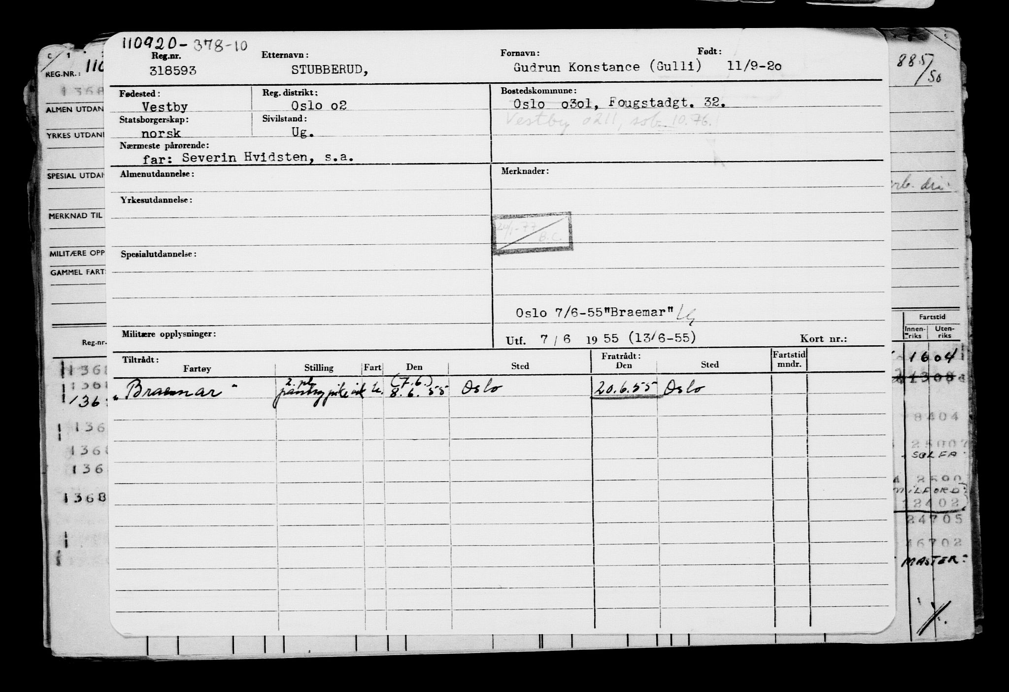 Direktoratet for sjømenn, AV/RA-S-3545/G/Gb/L0185: Hovedkort, 1920, p. 261