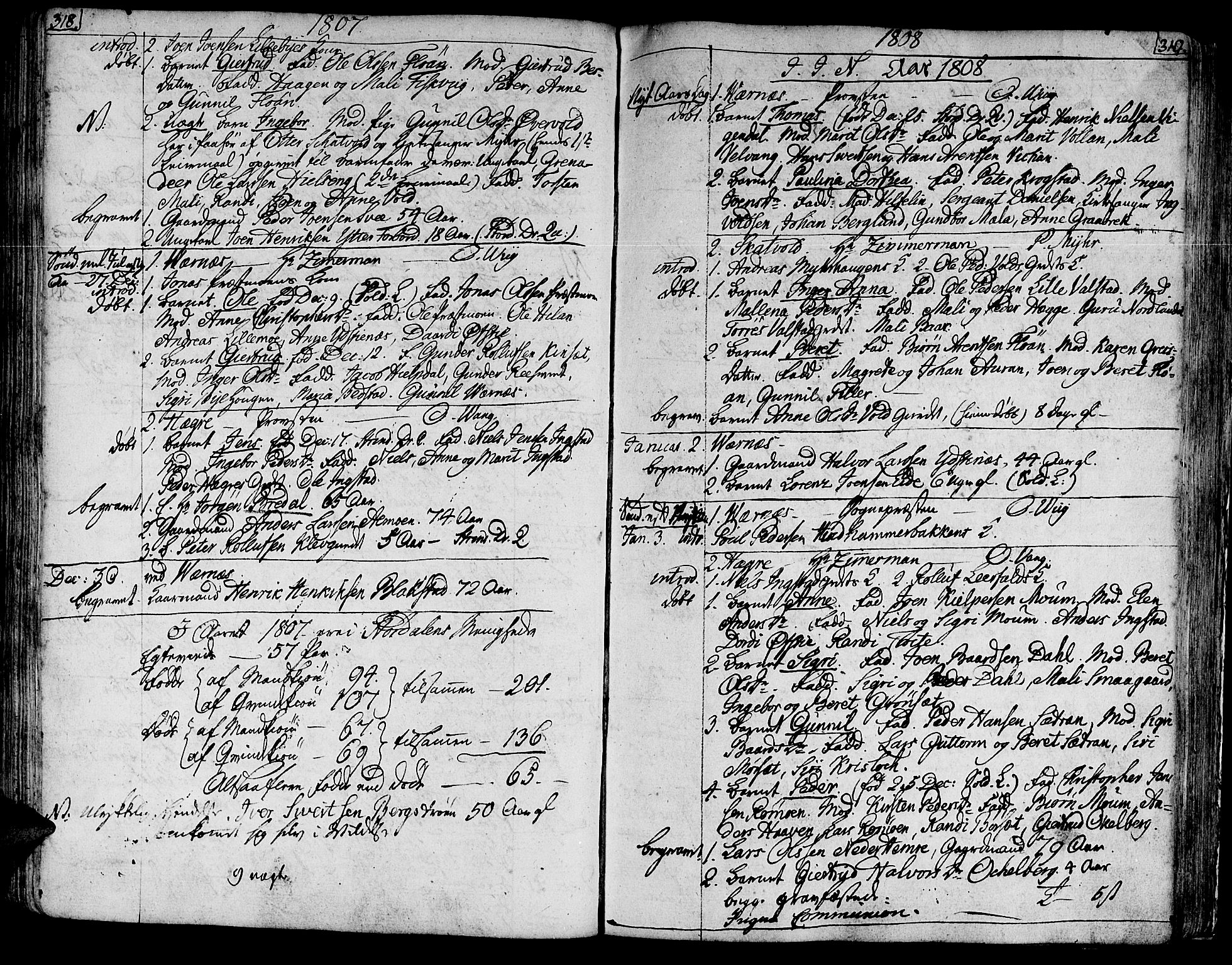Ministerialprotokoller, klokkerbøker og fødselsregistre - Nord-Trøndelag, SAT/A-1458/709/L0060: Parish register (official) no. 709A07, 1797-1815, p. 318-319