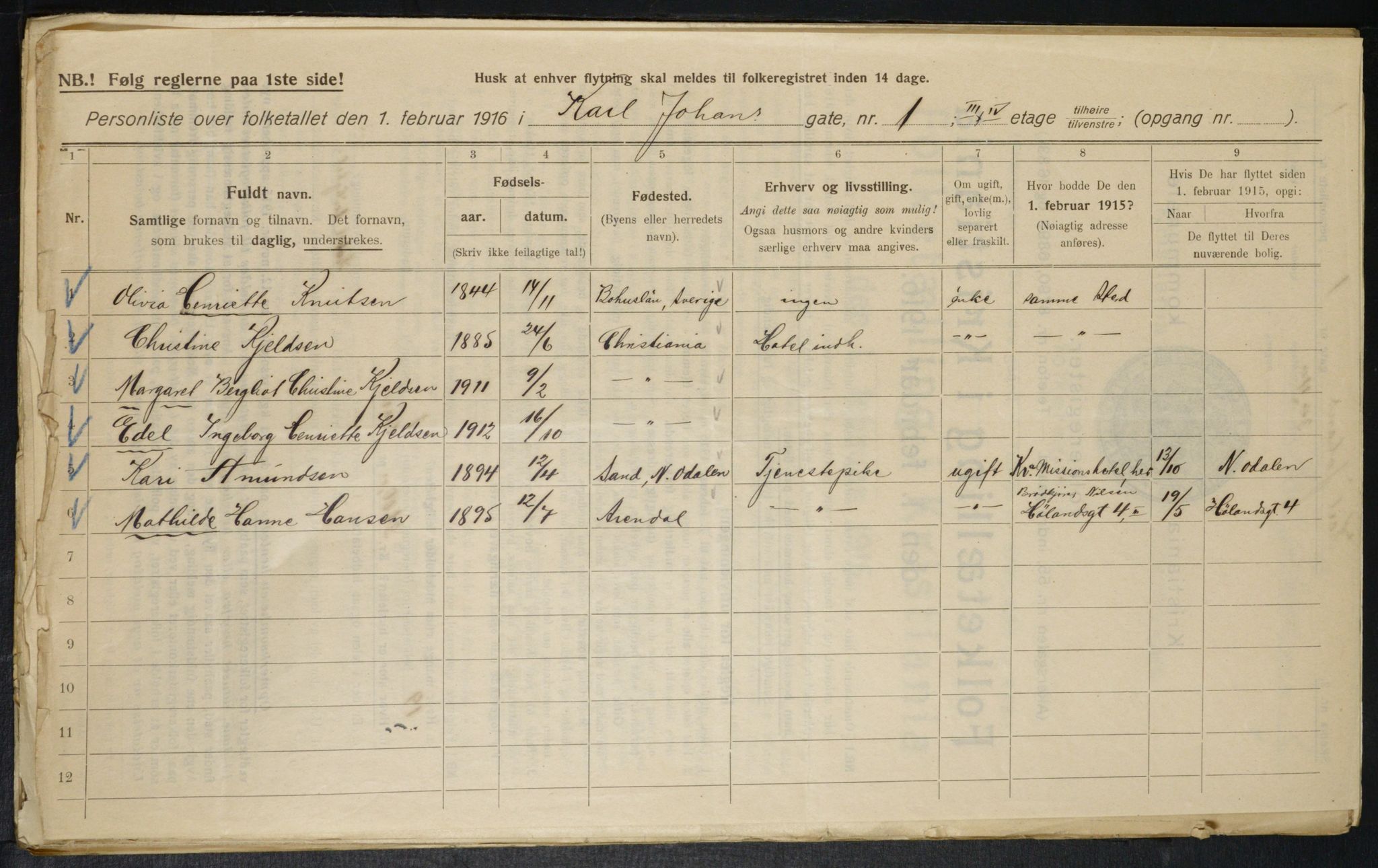 OBA, Municipal Census 1916 for Kristiania, 1916, p. 49711