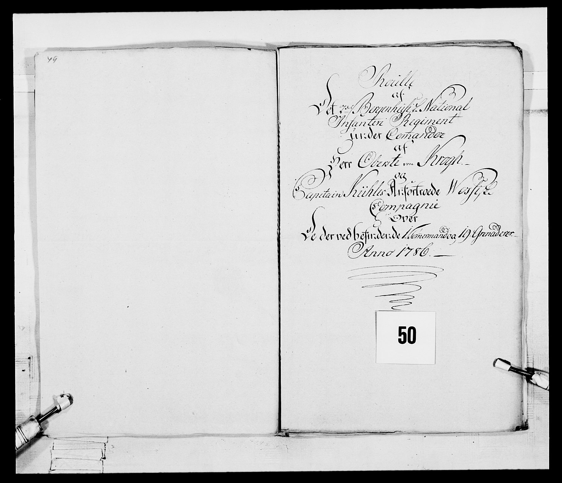 Generalitets- og kommissariatskollegiet, Det kongelige norske kommissariatskollegium, RA/EA-5420/E/Eh/L0095: 2. Bergenhusiske nasjonale infanteriregiment, 1780-1787, p. 434