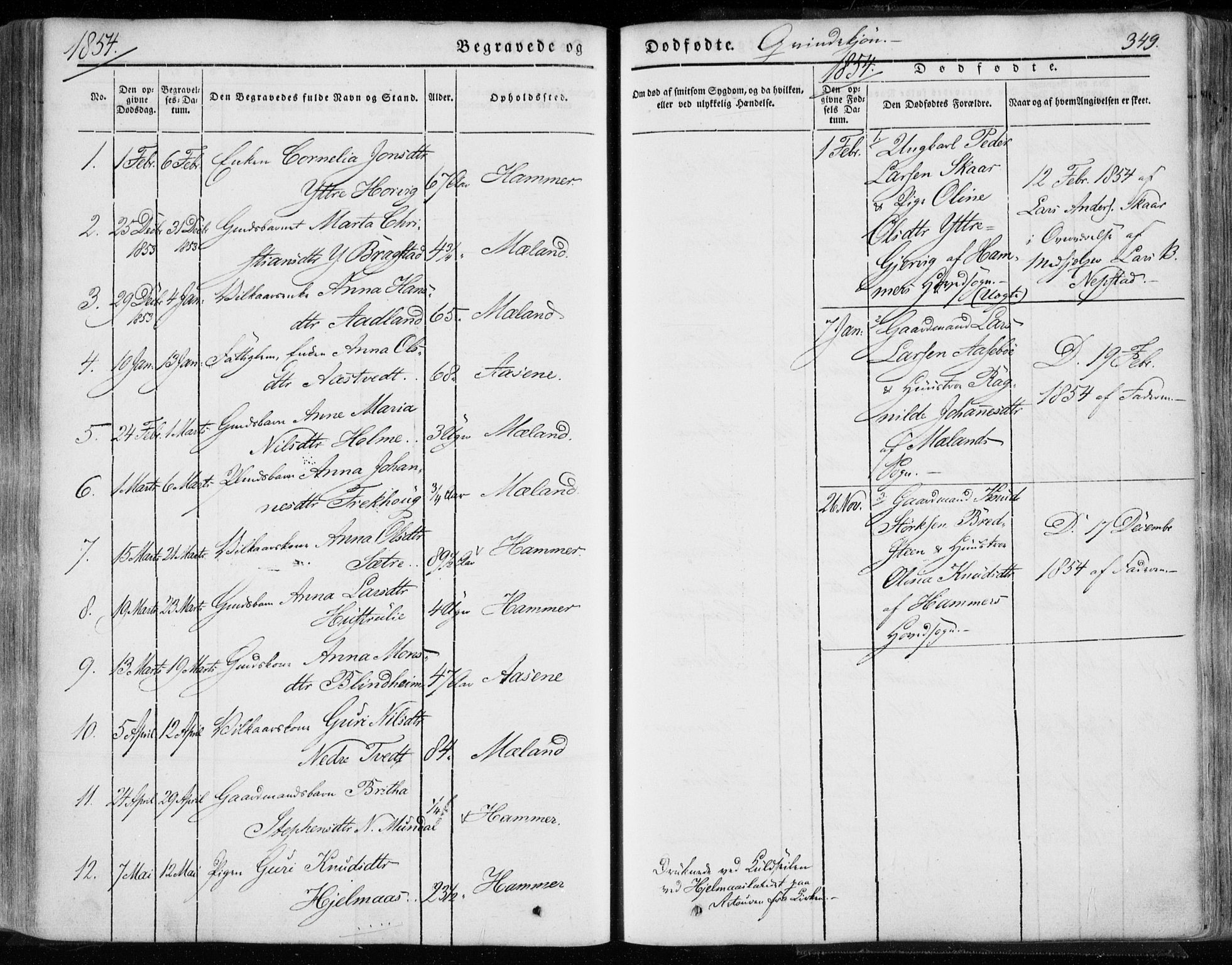 Hamre sokneprestembete, SAB/A-75501/H/Ha/Haa/Haaa/L0013: Parish register (official) no. A 13, 1846-1857, p. 349