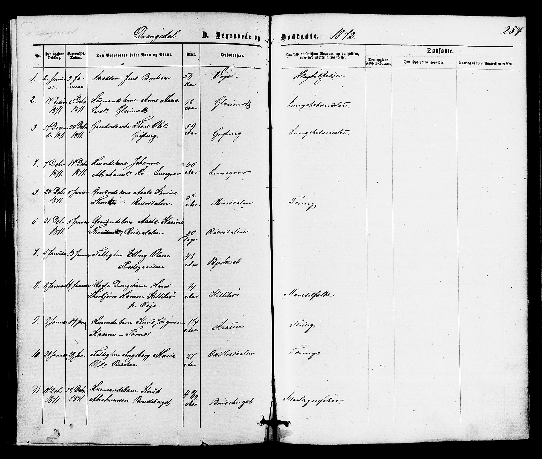 Drangedal kirkebøker, SAKO/A-258/F/Fa/L0009: Parish register (official) no. 9 /1, 1872-1884, p. 287