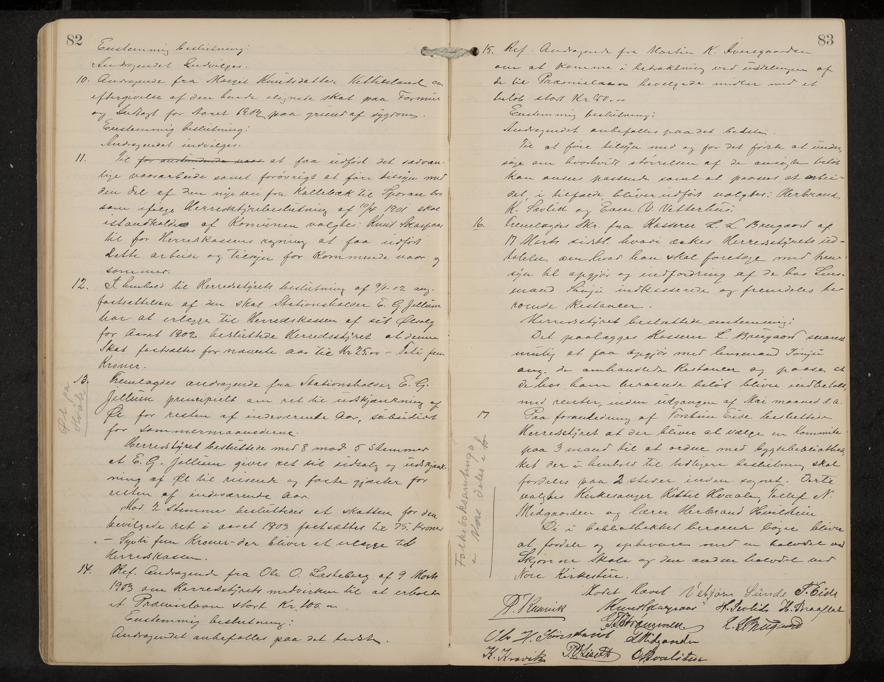 Nore formannskap og sentraladministrasjon, IKAK/0633021-2/A/Aa/L0001: Møtebok, 1901-1911, p. 82-83