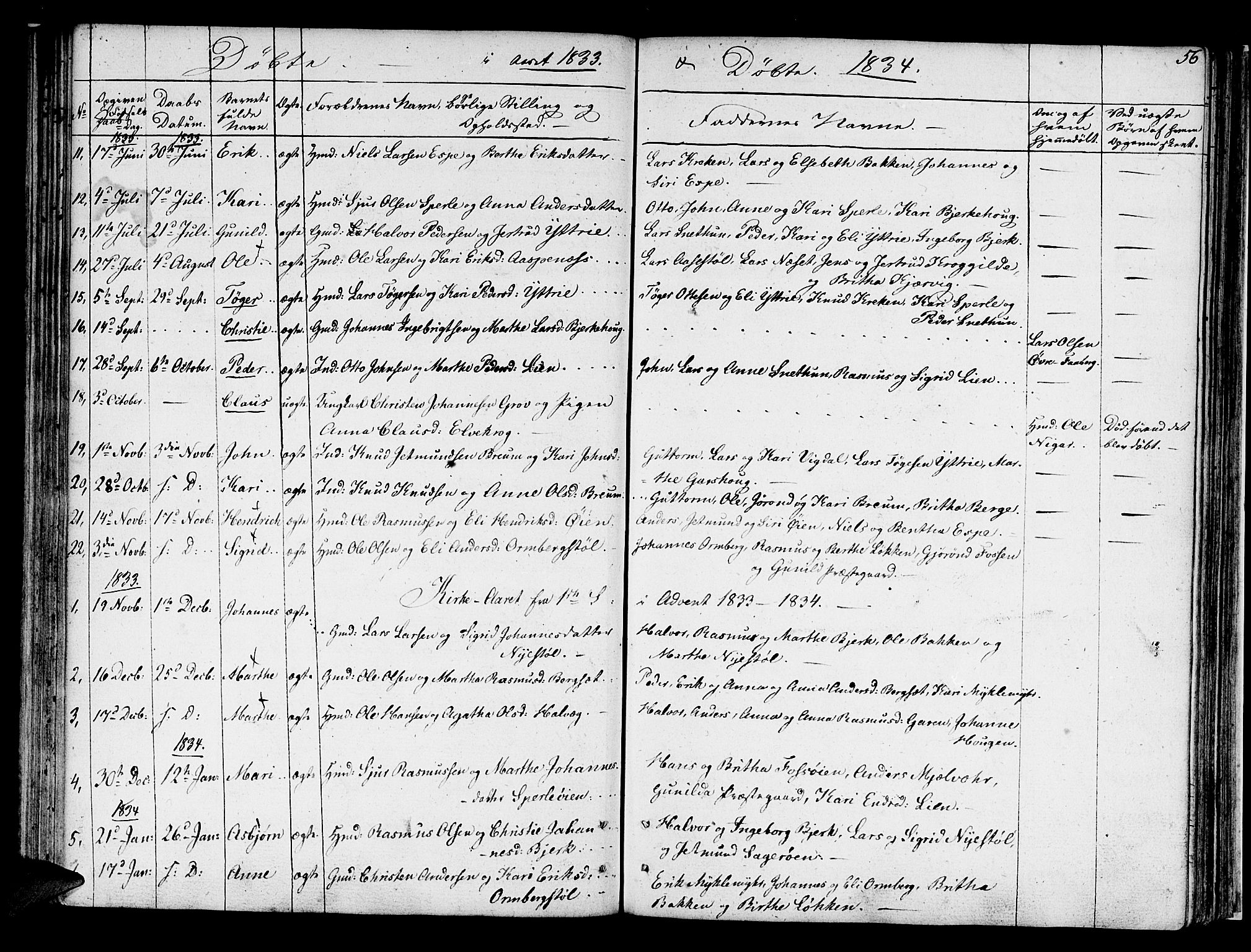 Jostedal sokneprestembete, SAB/A-80601/H/Haa/Haaa/L0003: Parish register (official) no. A 3, 1807-1837, p. 56