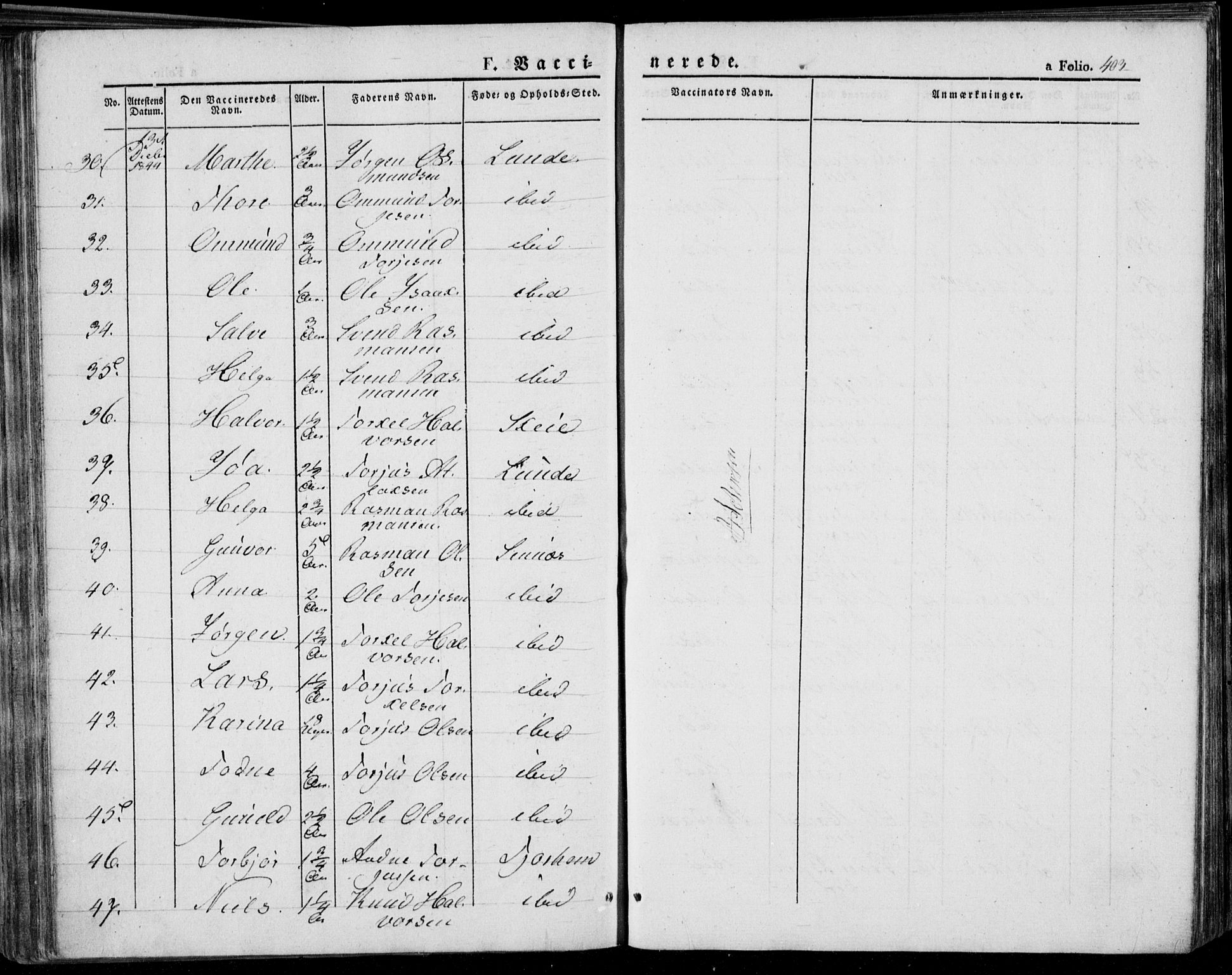 Bakke sokneprestkontor, AV/SAK-1111-0002/F/Fa/Faa/L0004: Parish register (official) no. A 4, 1834-1846, p. 403