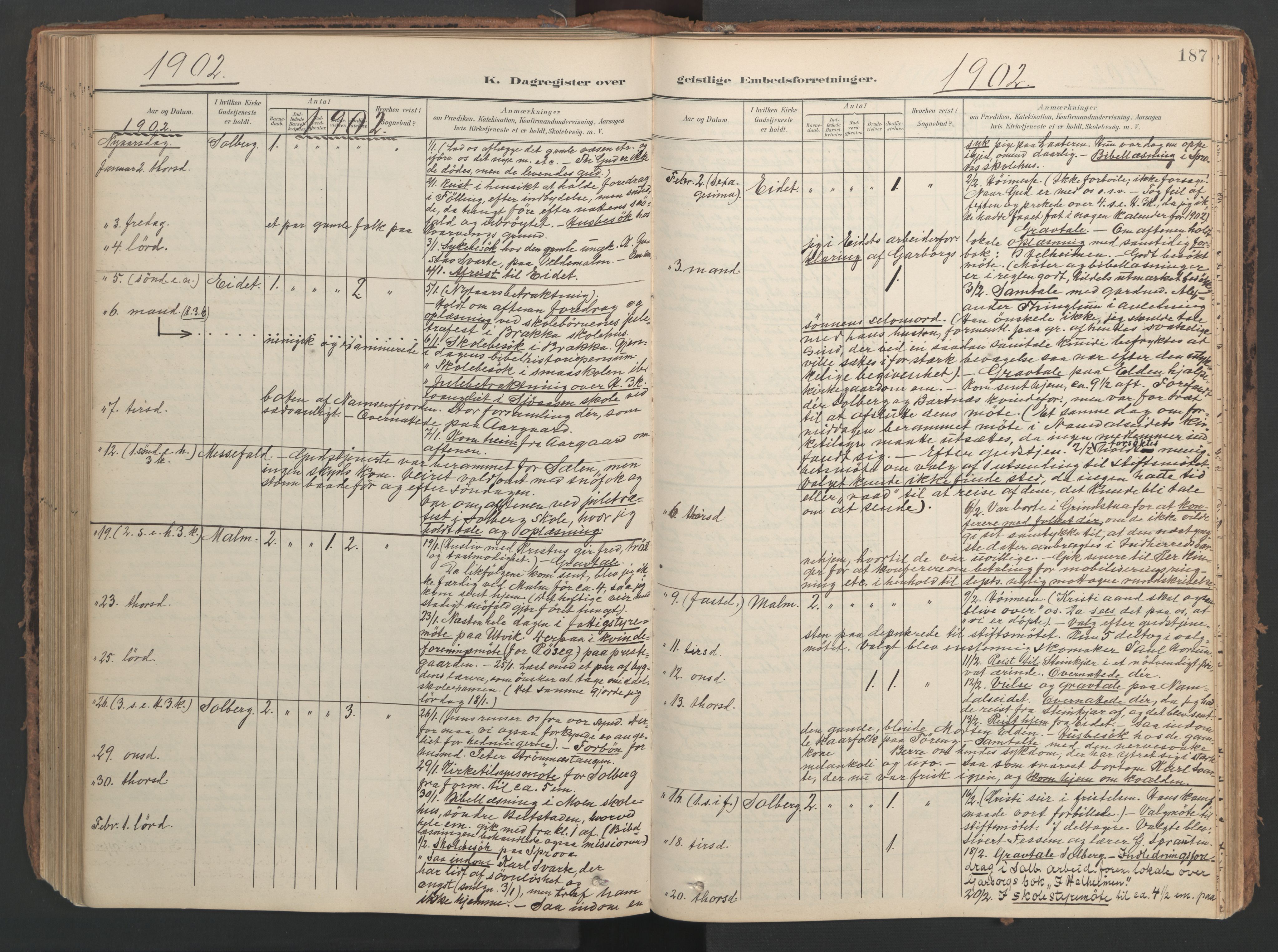 Ministerialprotokoller, klokkerbøker og fødselsregistre - Nord-Trøndelag, SAT/A-1458/741/L0397: Parish register (official) no. 741A11, 1901-1911, p. 187