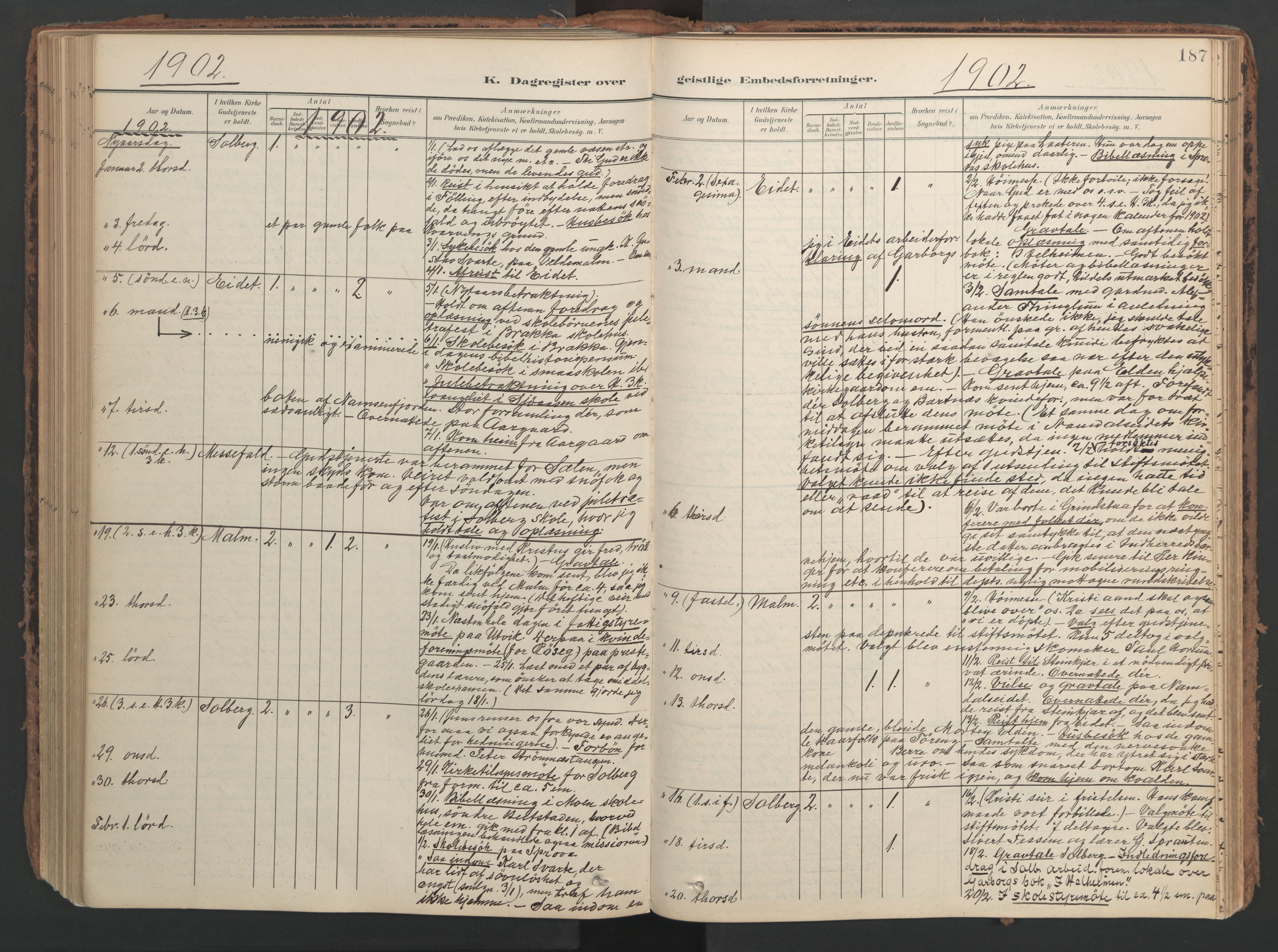 Ministerialprotokoller, klokkerbøker og fødselsregistre - Nord-Trøndelag, AV/SAT-A-1458/741/L0397: Parish register (official) no. 741A11, 1901-1911, p. 187