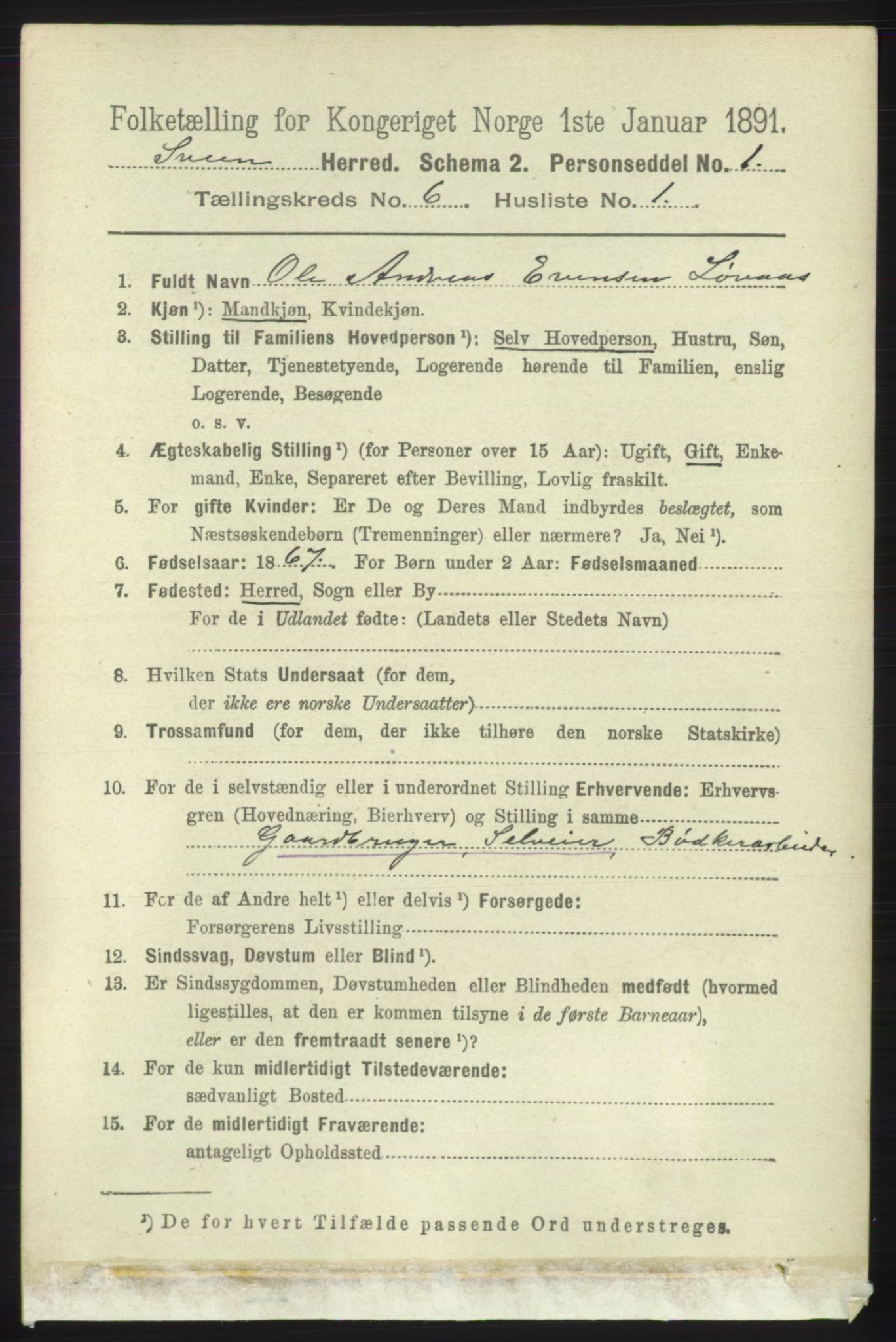 RA, 1891 census for 1216 Sveio, 1891, p. 1714
