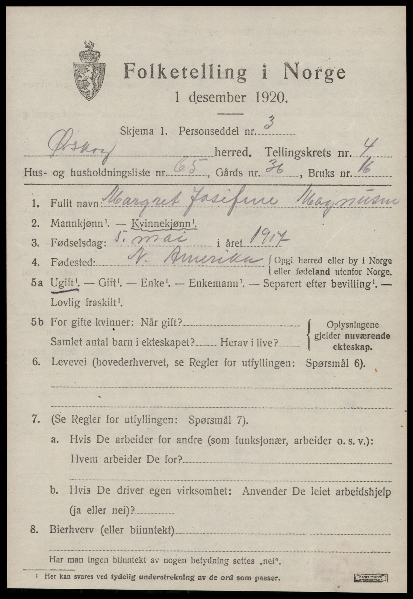 SAT, 1920 census for Ørskog, 1920, p. 3012