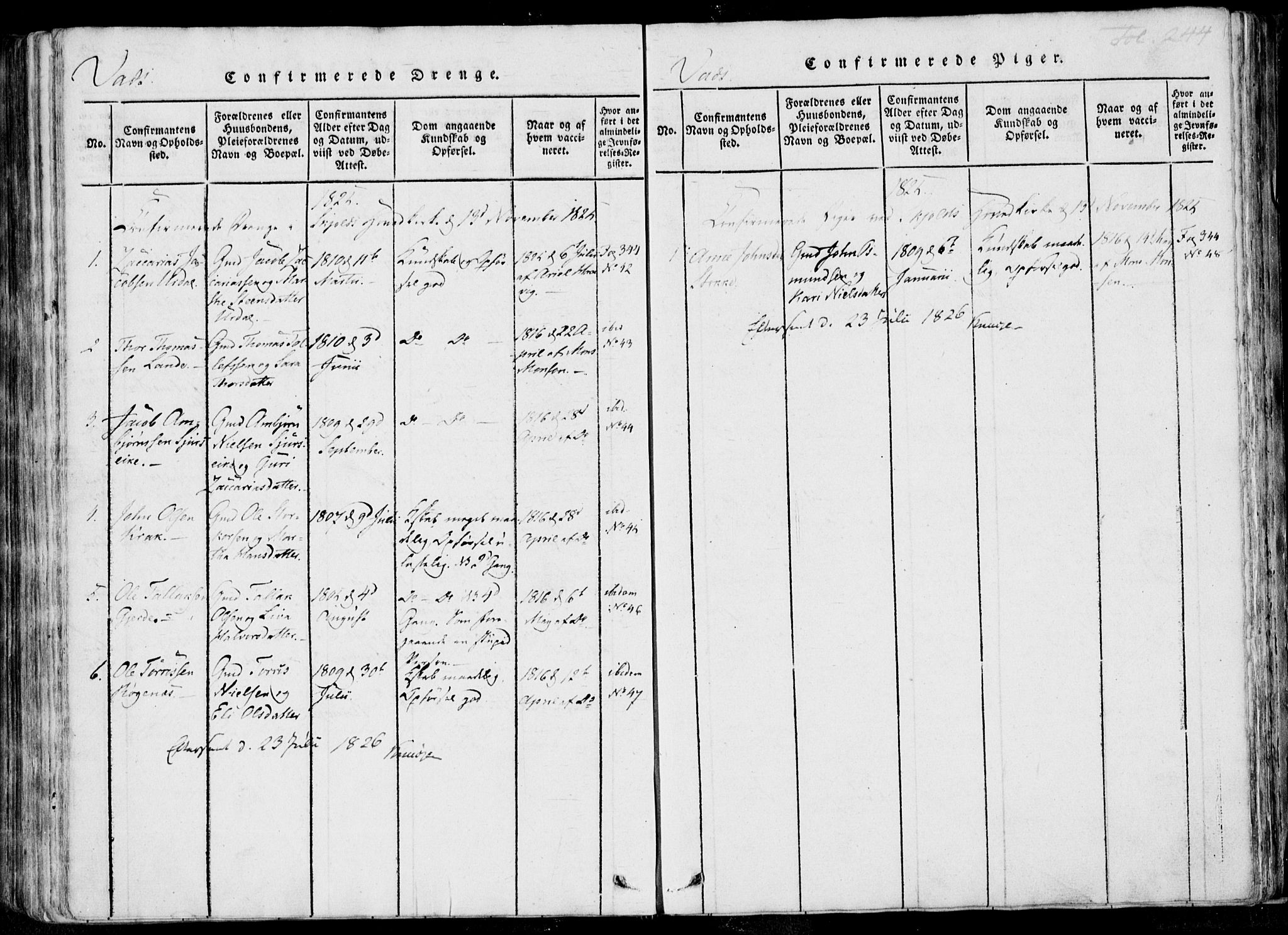 Skjold sokneprestkontor, SAST/A-101847/H/Ha/Haa/L0004: Parish register (official) no. A 4 /2, 1815-1830, p. 244