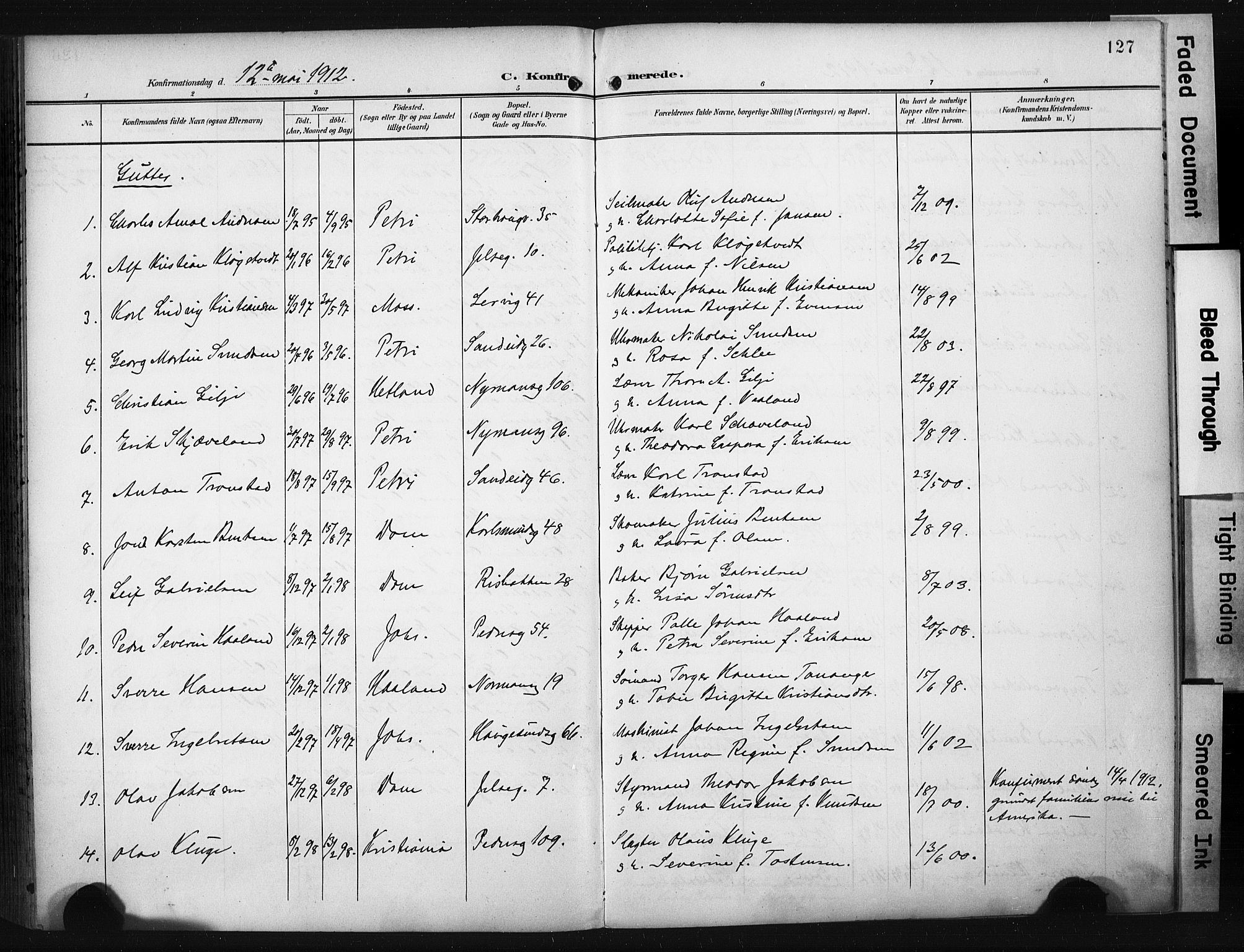 St. Johannes sokneprestkontor, AV/SAST-A-101814/001/30/30BA/L0006: Parish register (official) no. A 6, 1899-1916, p. 127