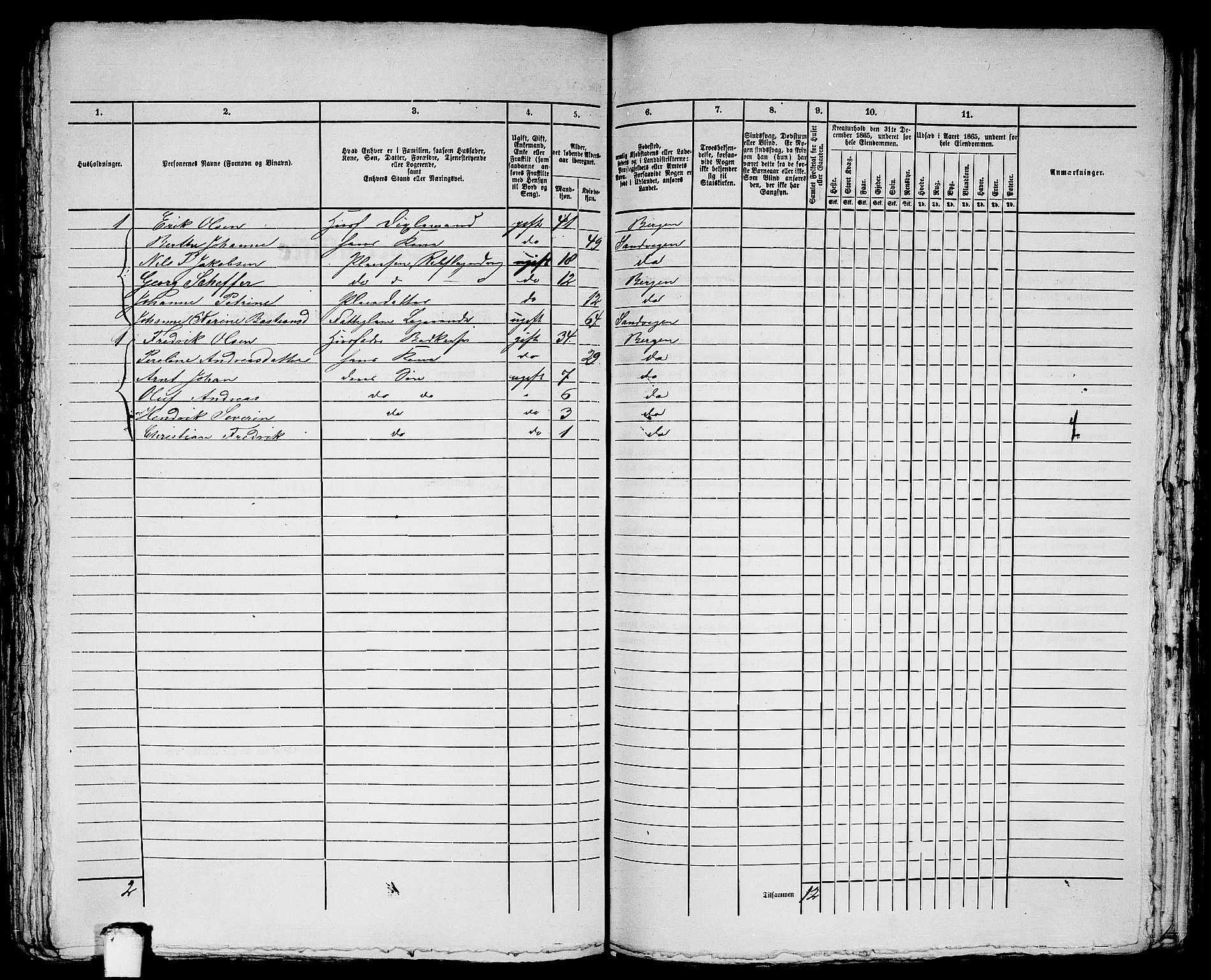 RA, 1865 census for Bergen Landdistrikt/Domkirken og Korskirken, 1865, p. 222