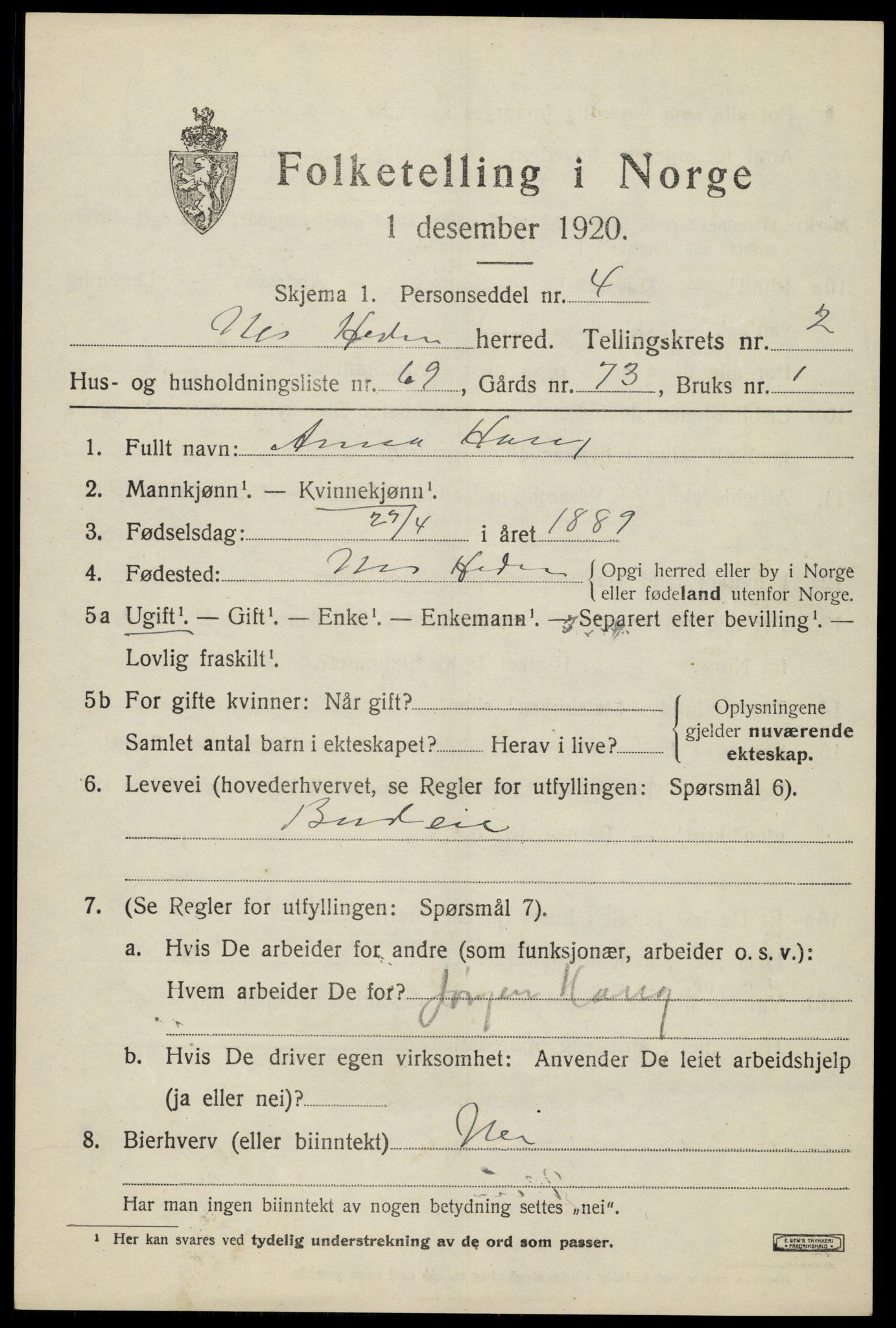 SAH, 1920 census for Nes (Hedmark), 1920, p. 3776