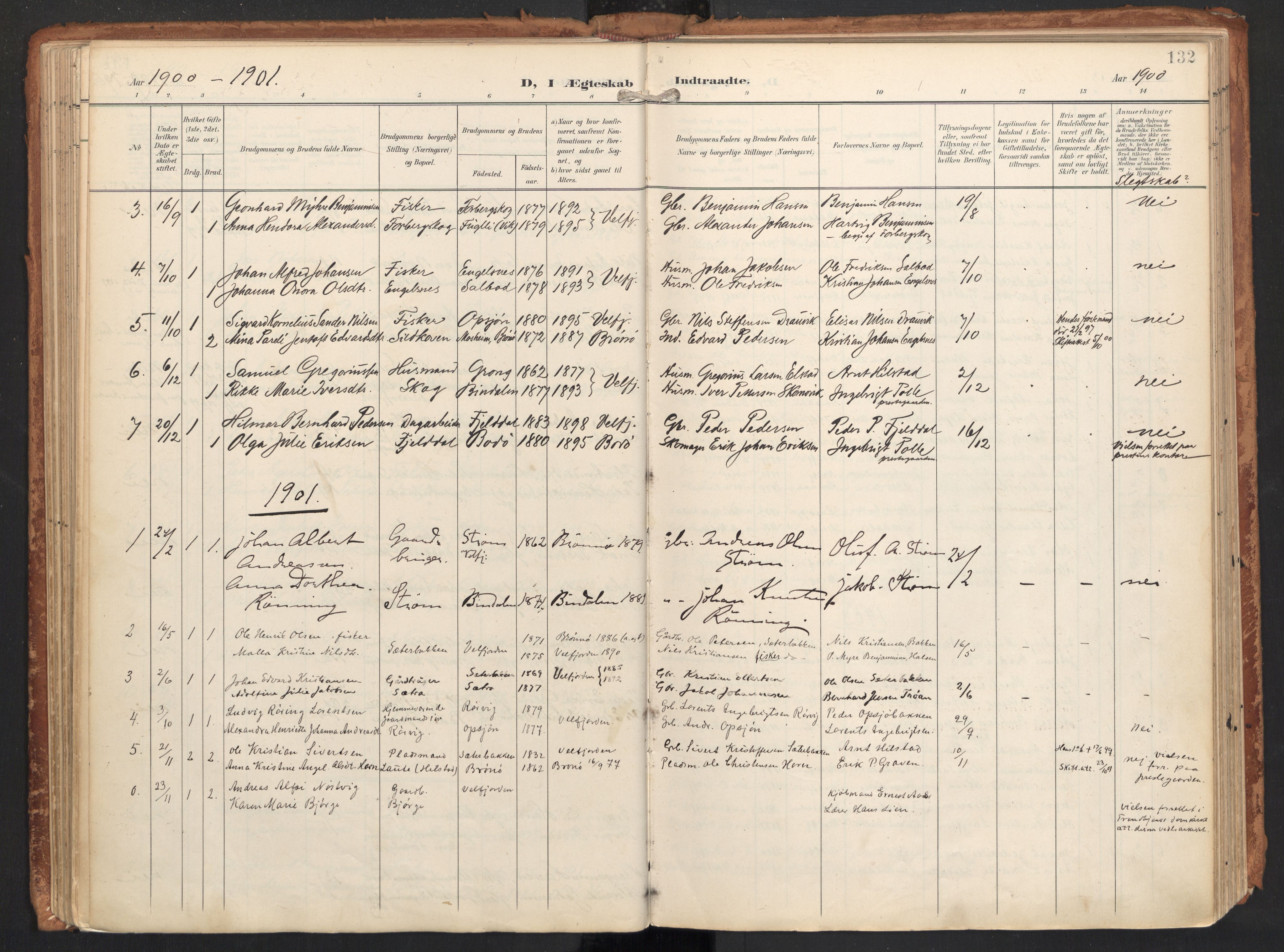 Ministerialprotokoller, klokkerbøker og fødselsregistre - Nordland, AV/SAT-A-1459/814/L0227: Parish register (official) no. 814A08, 1899-1920, p. 132