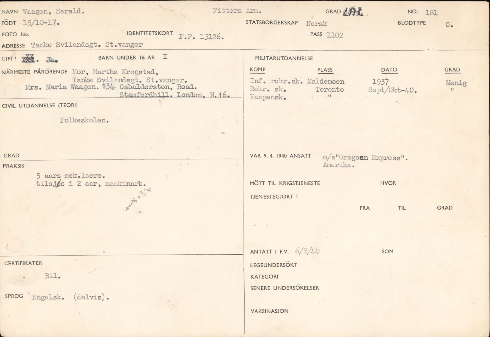 Forsvaret, Forsvarets overkommando/Luftforsvarsstaben, AV/RA-RAFA-4079/P/Pa/L0052: Personellpapirer, 1917, p. 533
