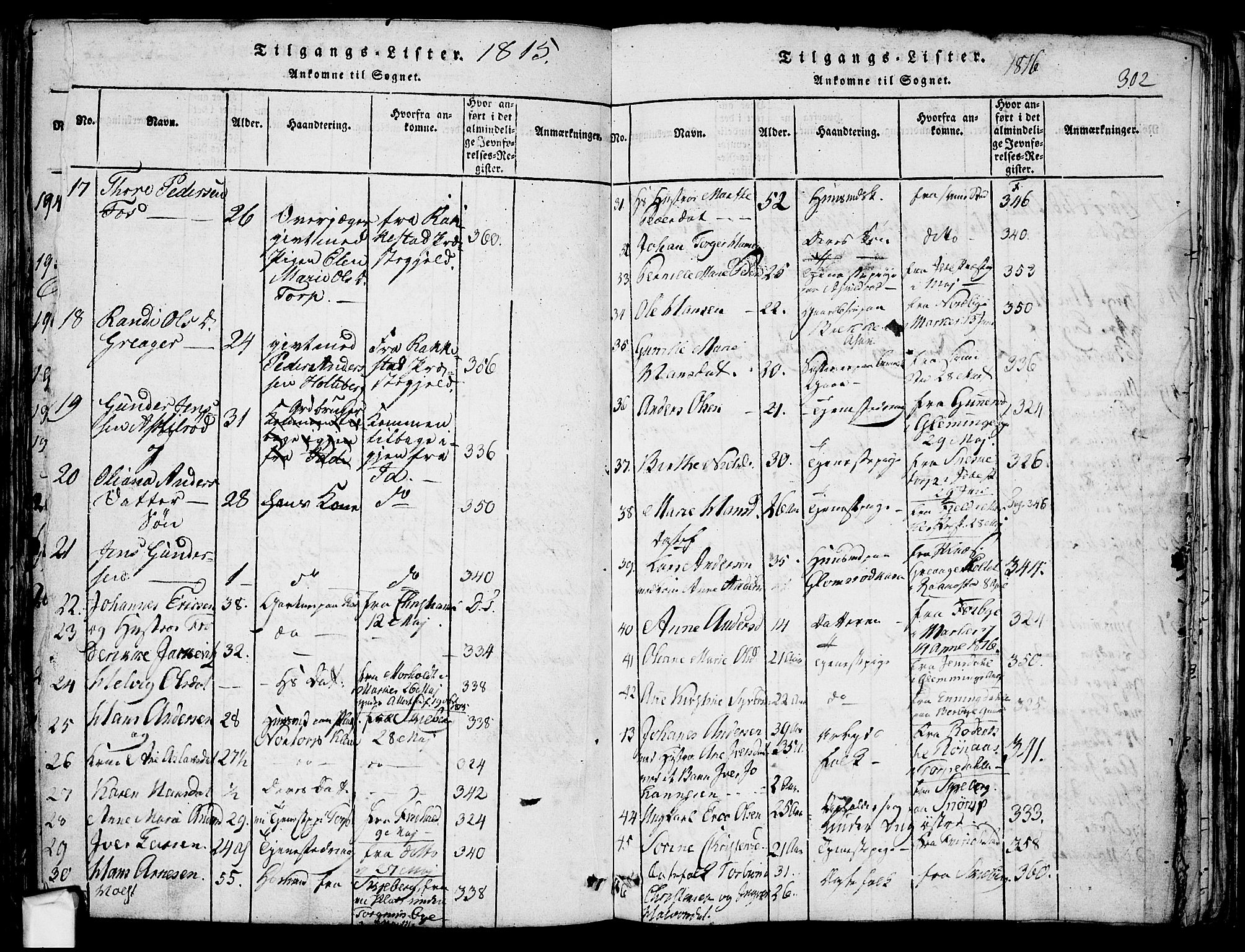 Berg prestekontor Kirkebøker, AV/SAO-A-10902/F/Fa/L0002: Parish register (official) no. I 2, 1815-1831, p. 302