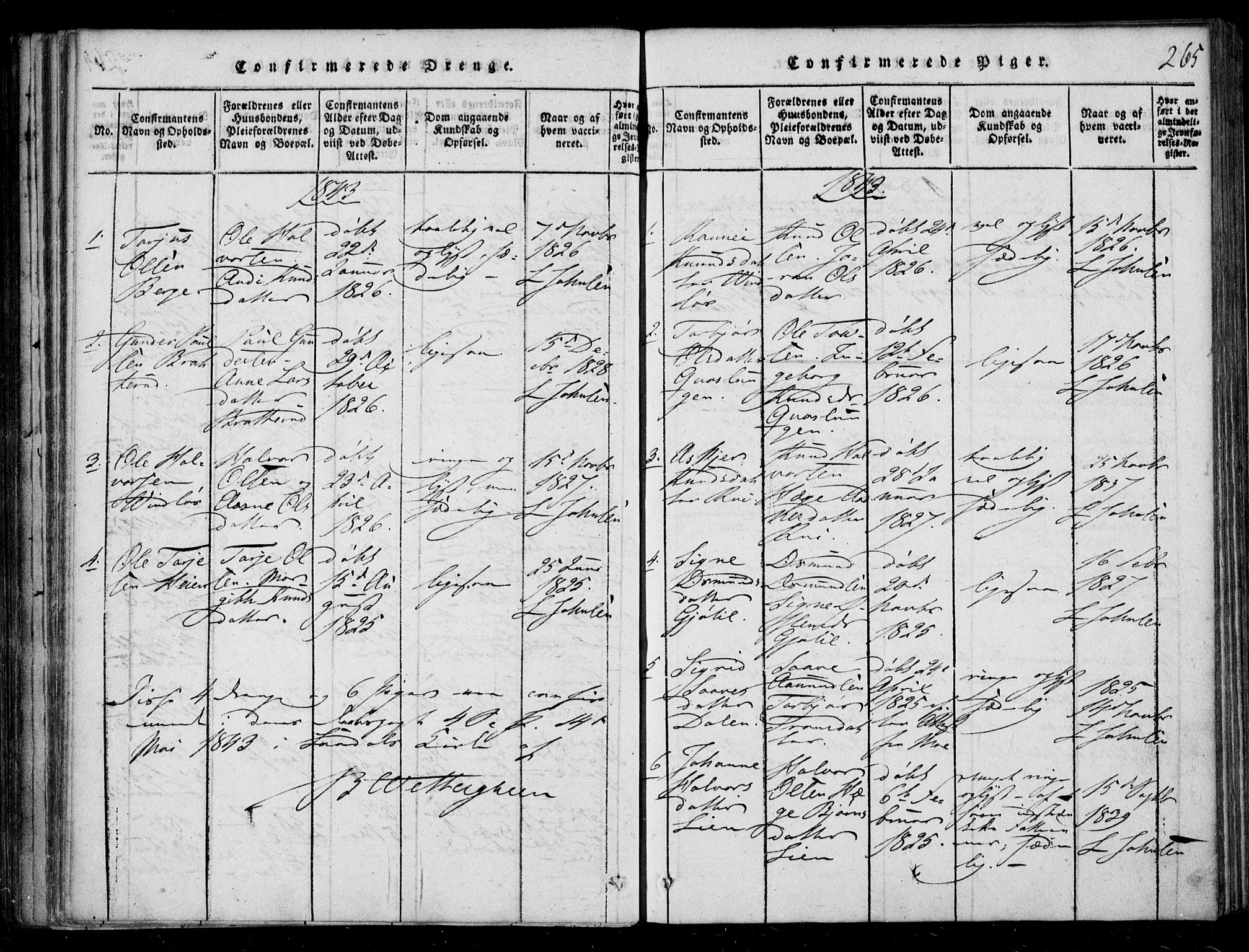 Lårdal kirkebøker, SAKO/A-284/F/Fb/L0001: Parish register (official) no. II 1, 1815-1860, p. 265