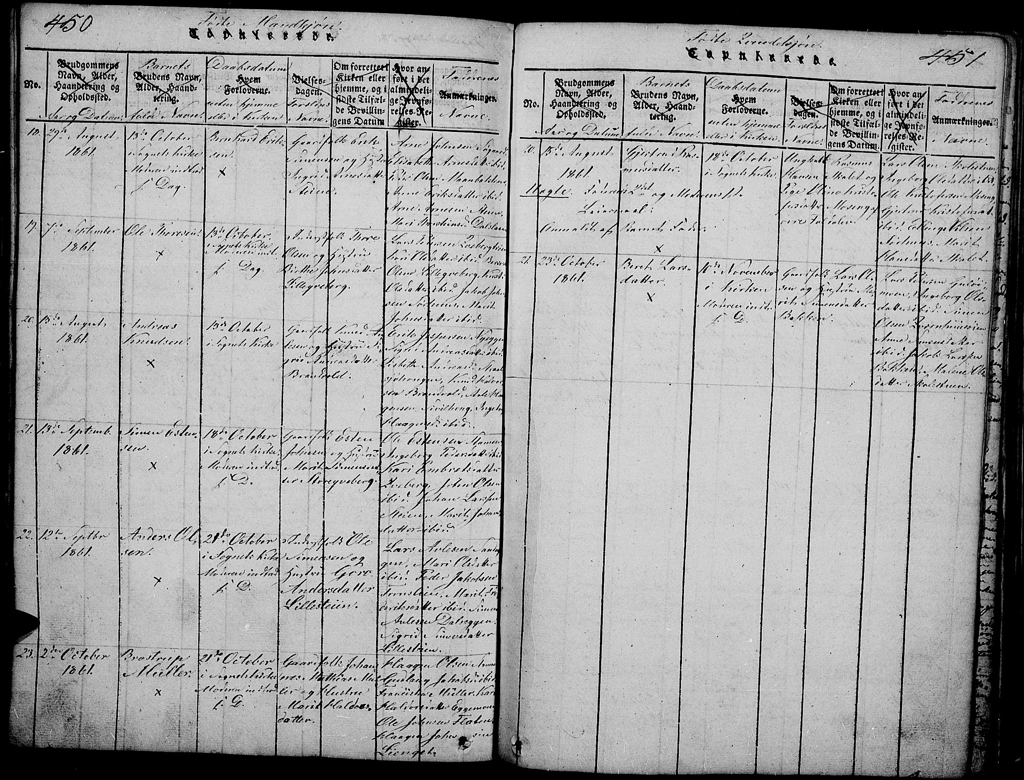 Tynset prestekontor, SAH/PREST-058/H/Ha/Hab/L0002: Parish register (copy) no. 2, 1814-1862, p. 450-451
