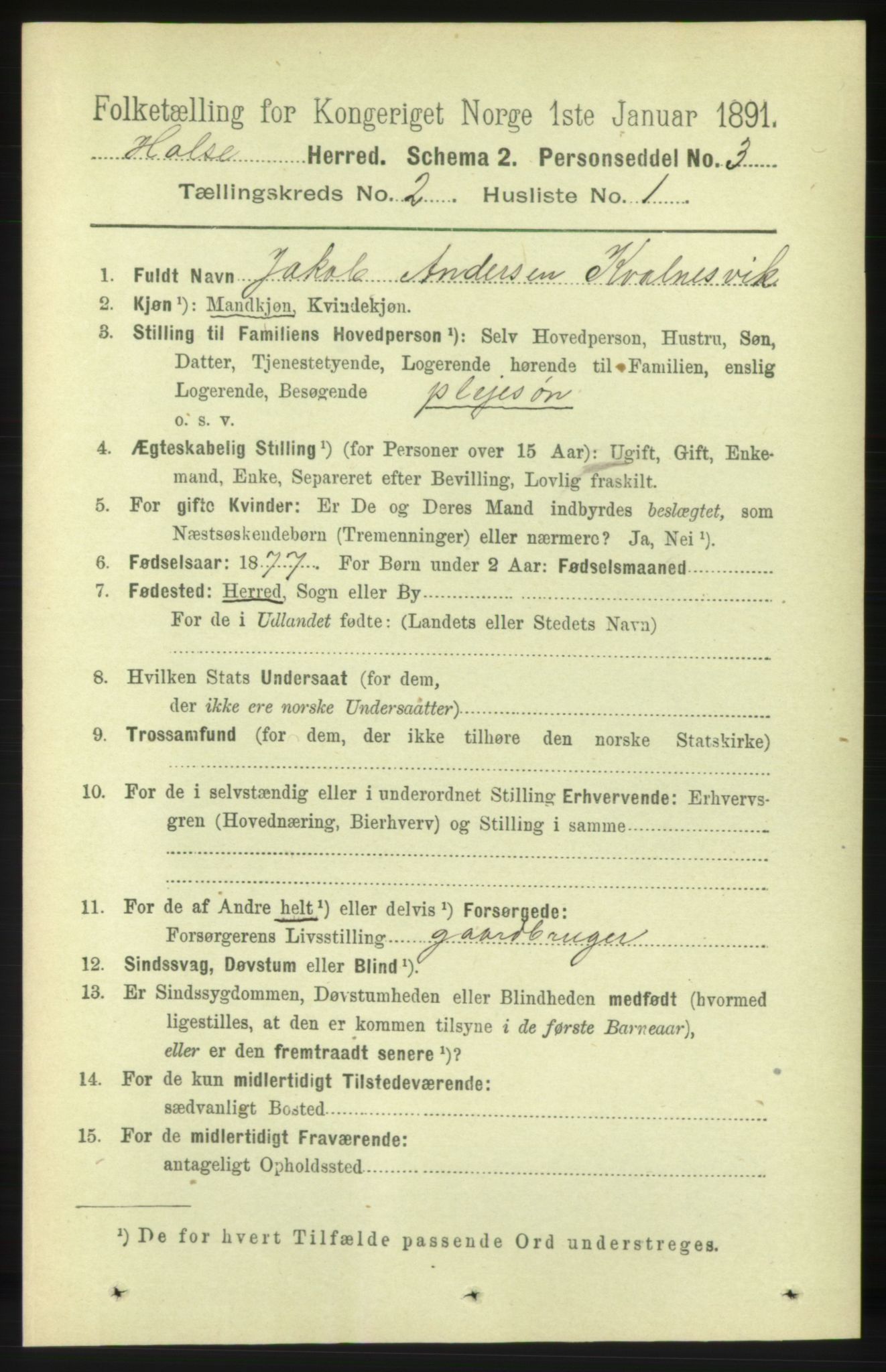 RA, 1891 census for 1571 Halsa, 1891, p. 243