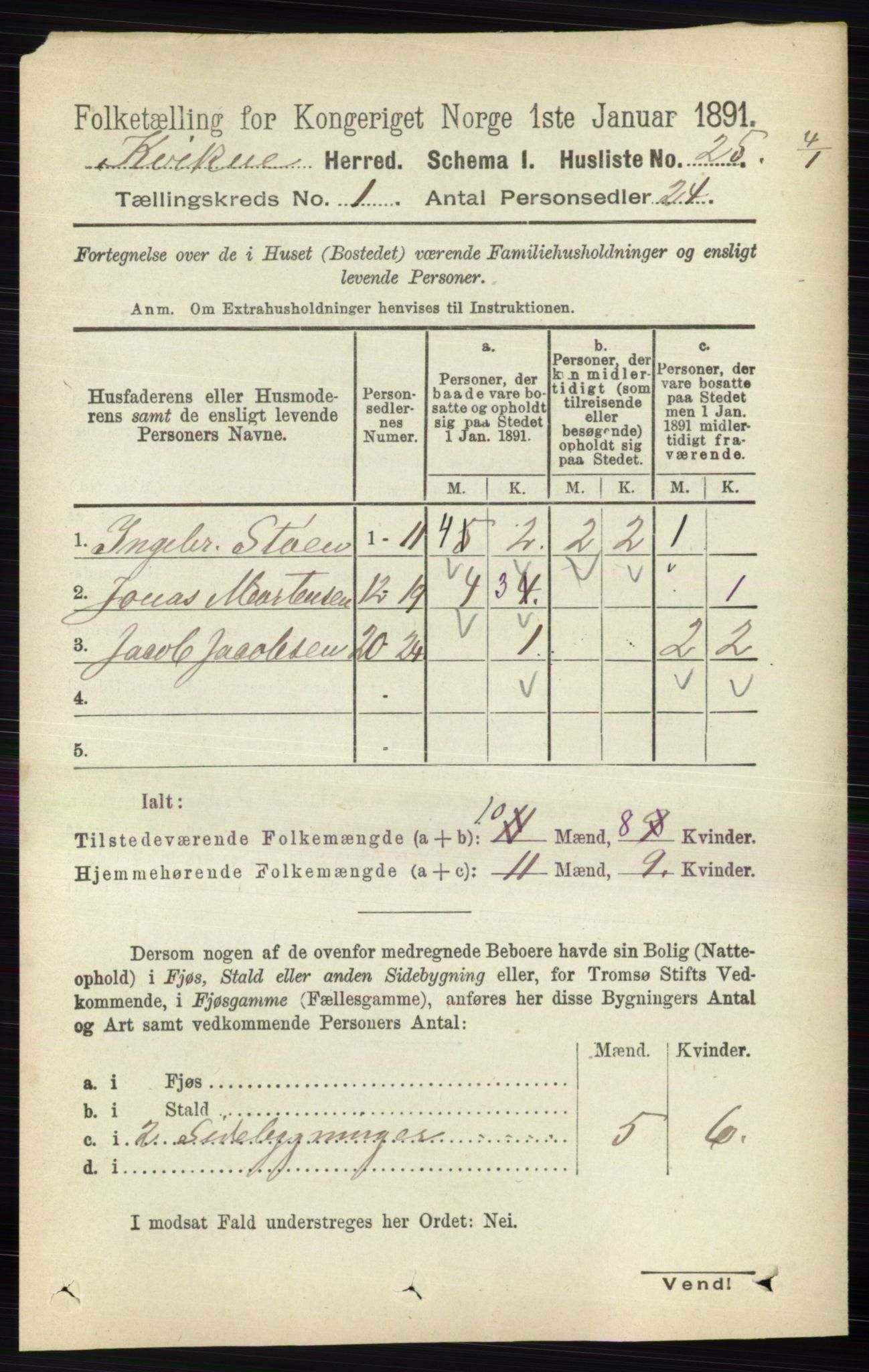 RA, 1891 census for 0440 Kvikne, 1891, p. 41