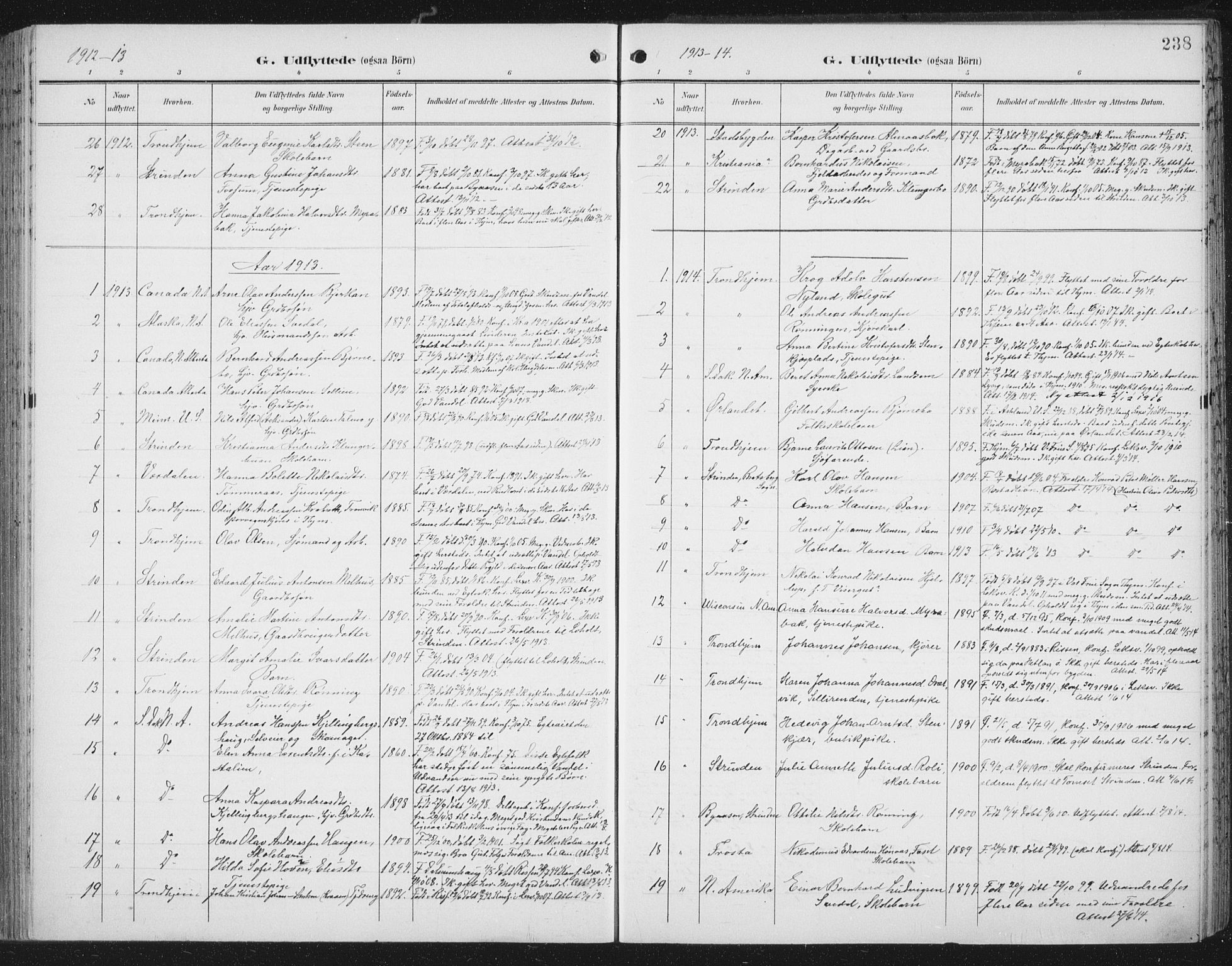 Ministerialprotokoller, klokkerbøker og fødselsregistre - Nord-Trøndelag, SAT/A-1458/701/L0011: Parish register (official) no. 701A11, 1899-1915, p. 238