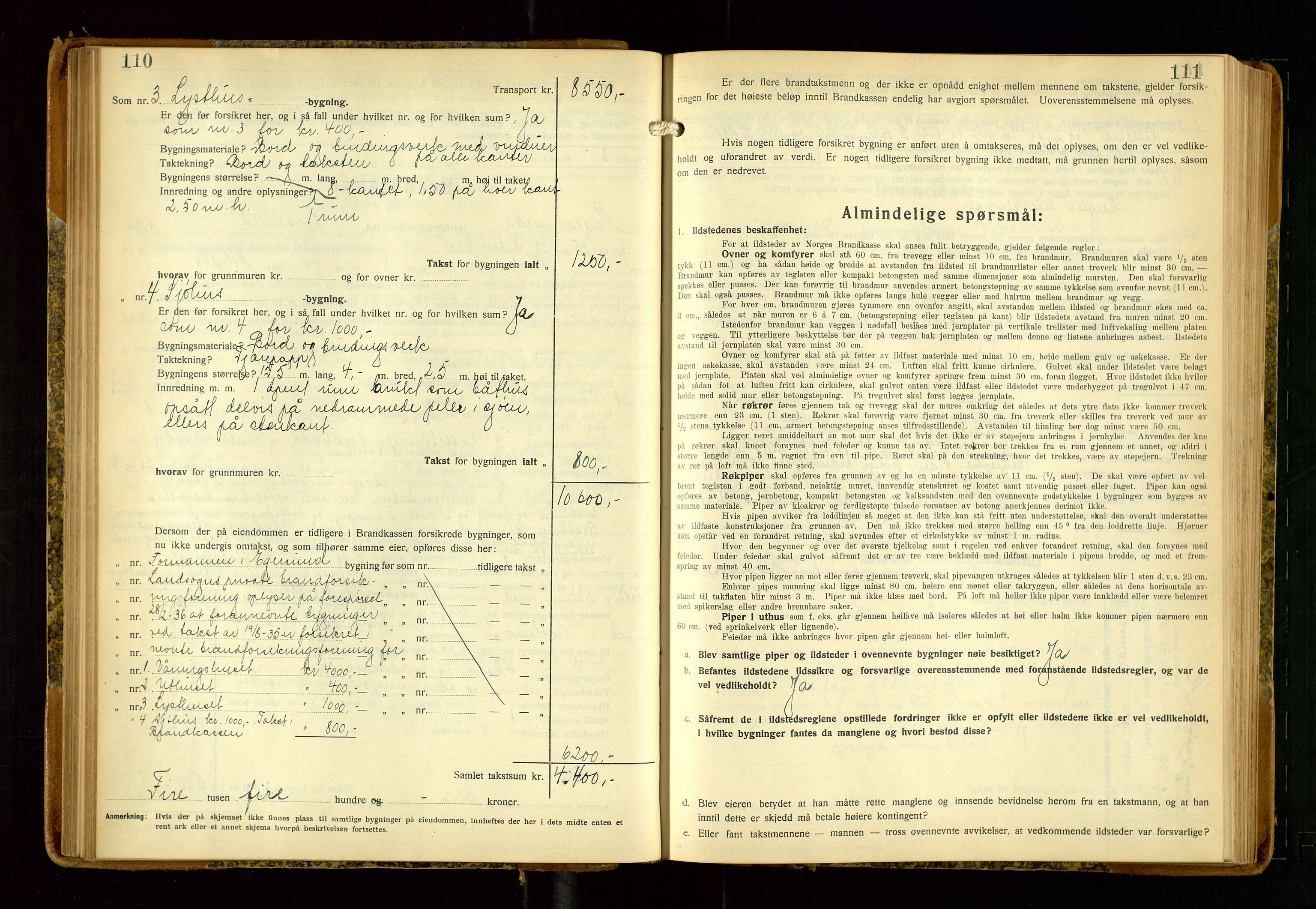 Eigersund lensmannskontor, AV/SAST-A-100171/Gob/L0006: "Brandtakstprotokoll", 1934-1938, p. 110-111