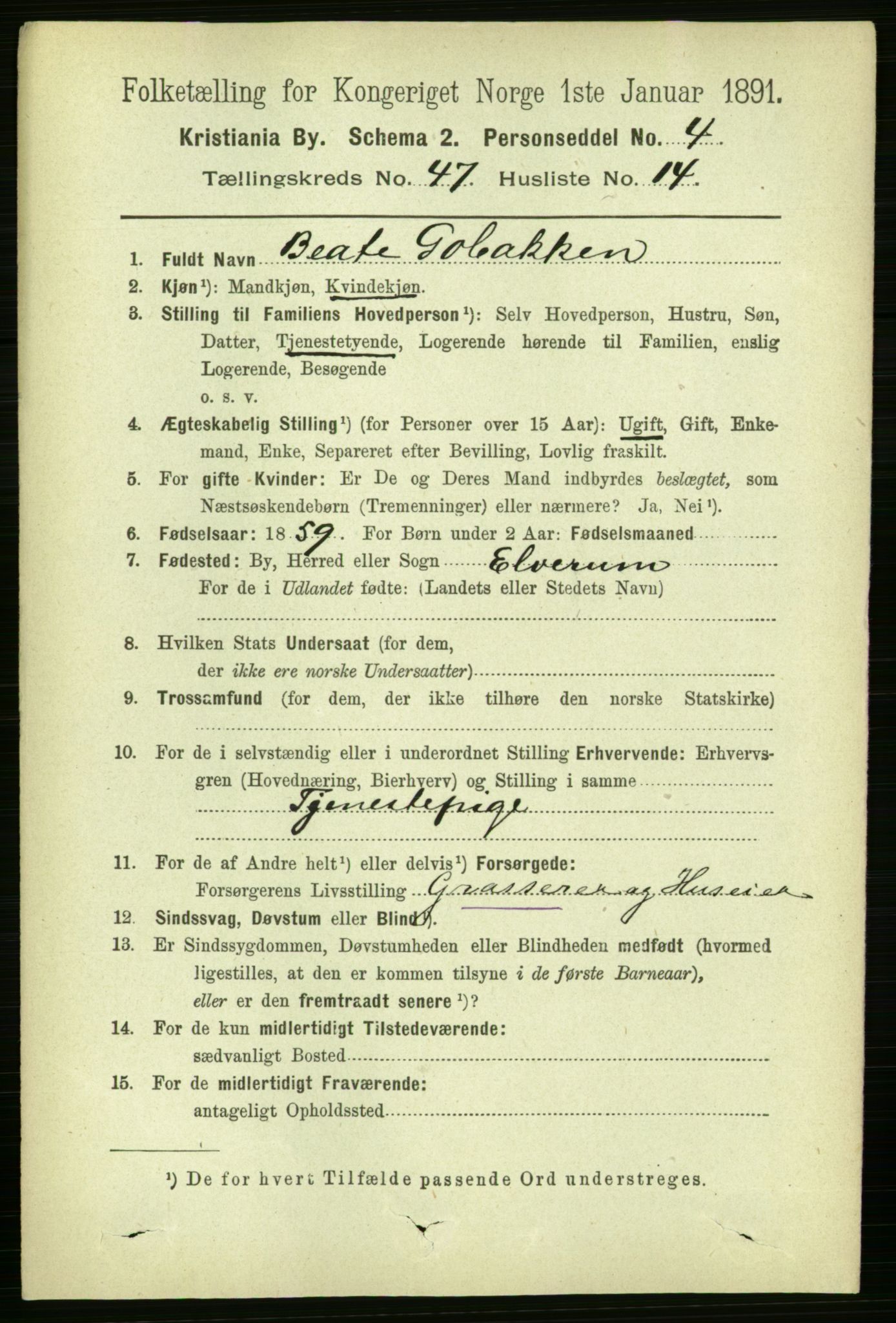 RA, 1891 census for 0301 Kristiania, 1891, p. 28330