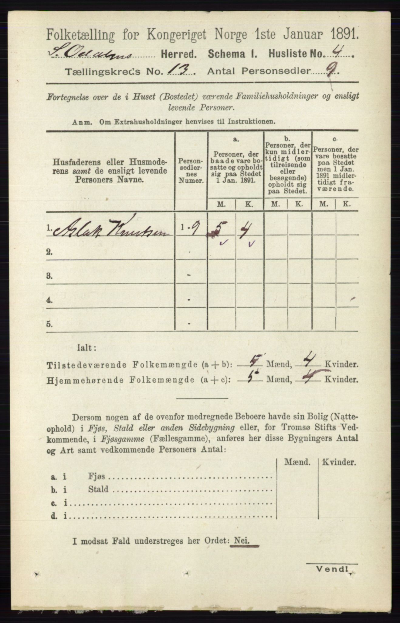 RA, 1891 census for 0419 Sør-Odal, 1891, p. 5510