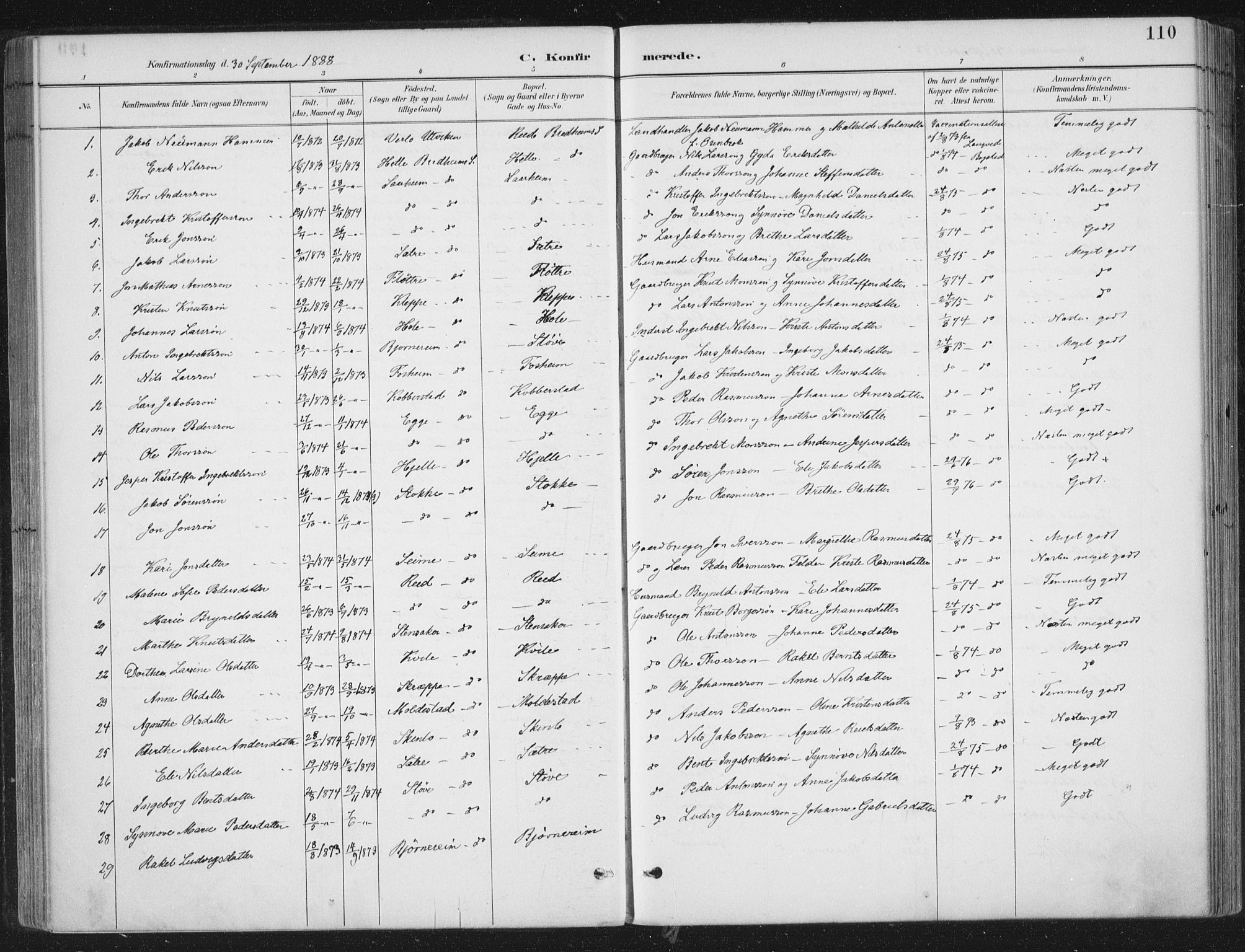 Gloppen sokneprestembete, AV/SAB-A-80101/H/Haa/Haac/L0002: Parish register (official) no. C  2, 1887-1904, p. 110