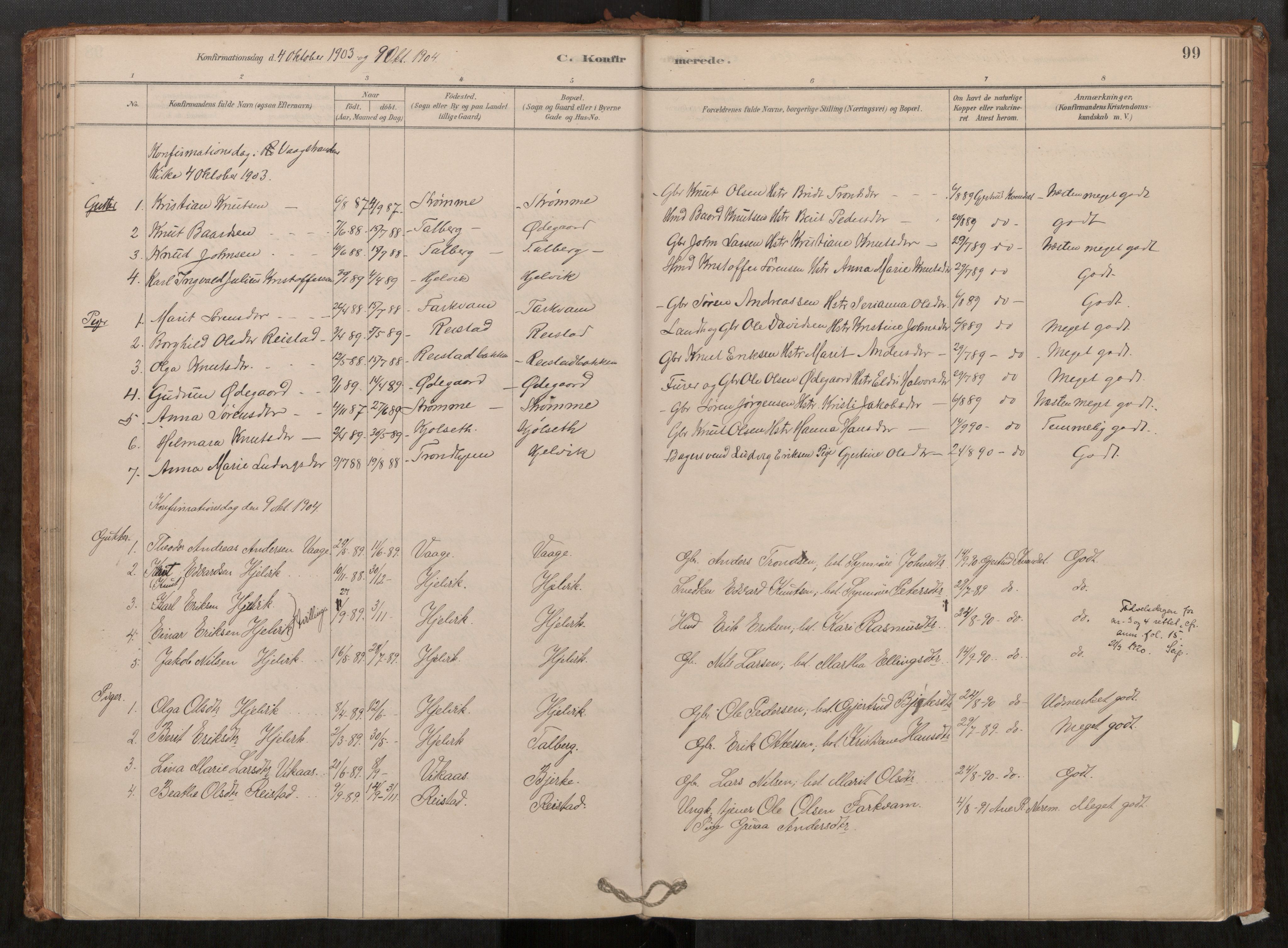 Ministerialprotokoller, klokkerbøker og fødselsregistre - Møre og Romsdal, SAT/A-1454/550/L0621: Parish register (official) no. 550A01, 1878-1915, p. 99
