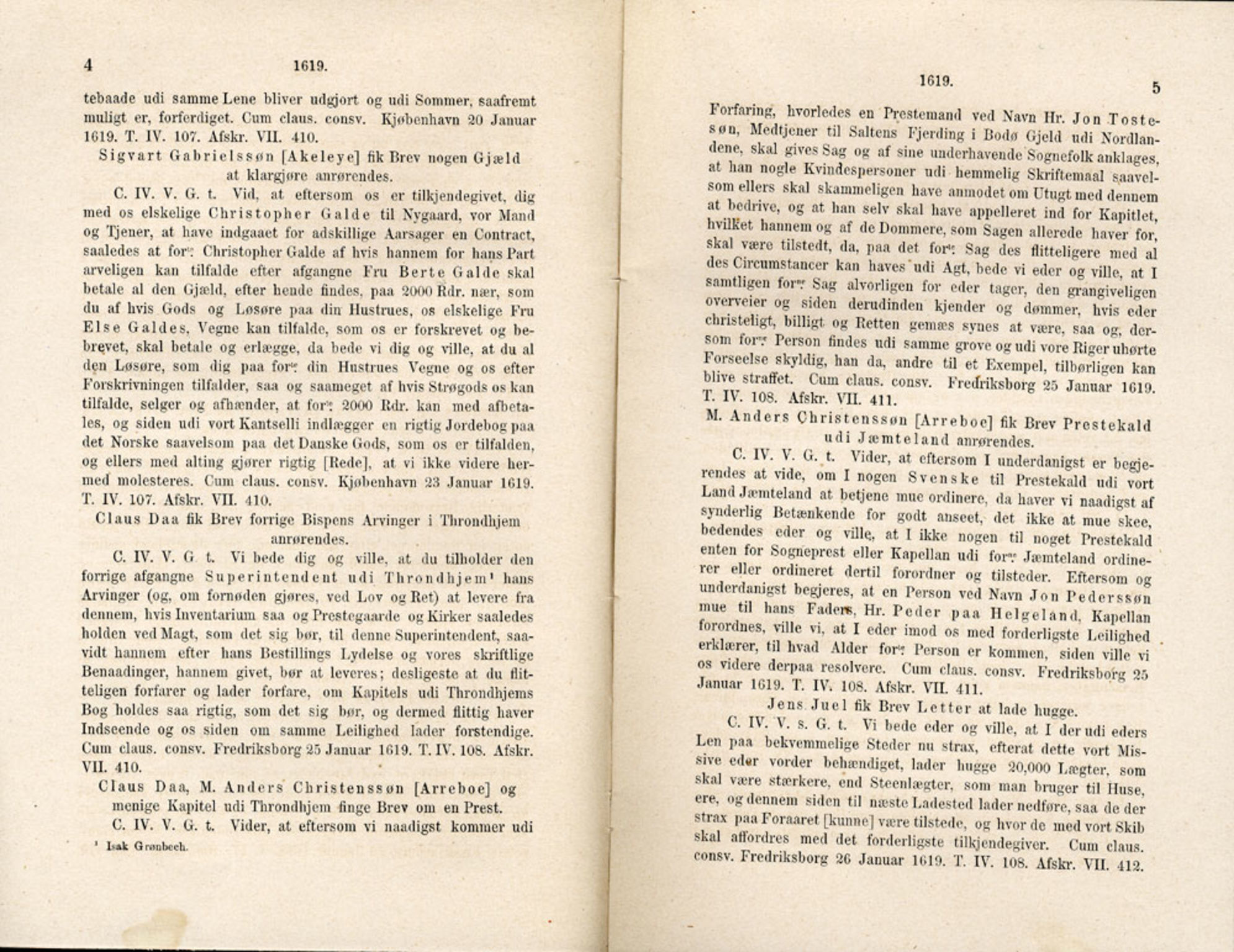 Publikasjoner utgitt av Det Norske Historiske Kildeskriftfond, PUBL/-/-/-: Norske Rigs-Registranter, bind 5, 1619-1627, p. 4-5