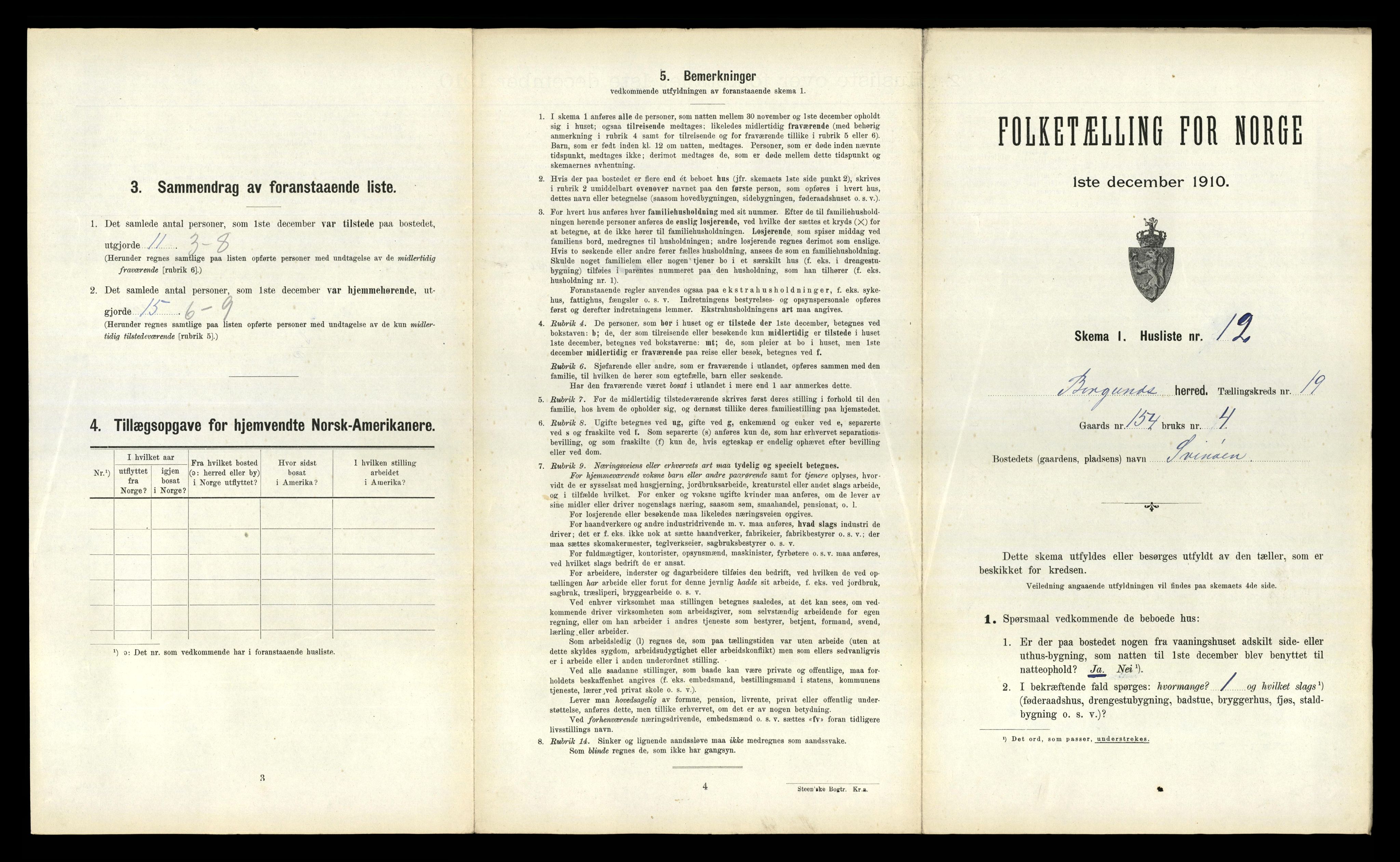 RA, 1910 census for Borgund, 1910, p. 1593