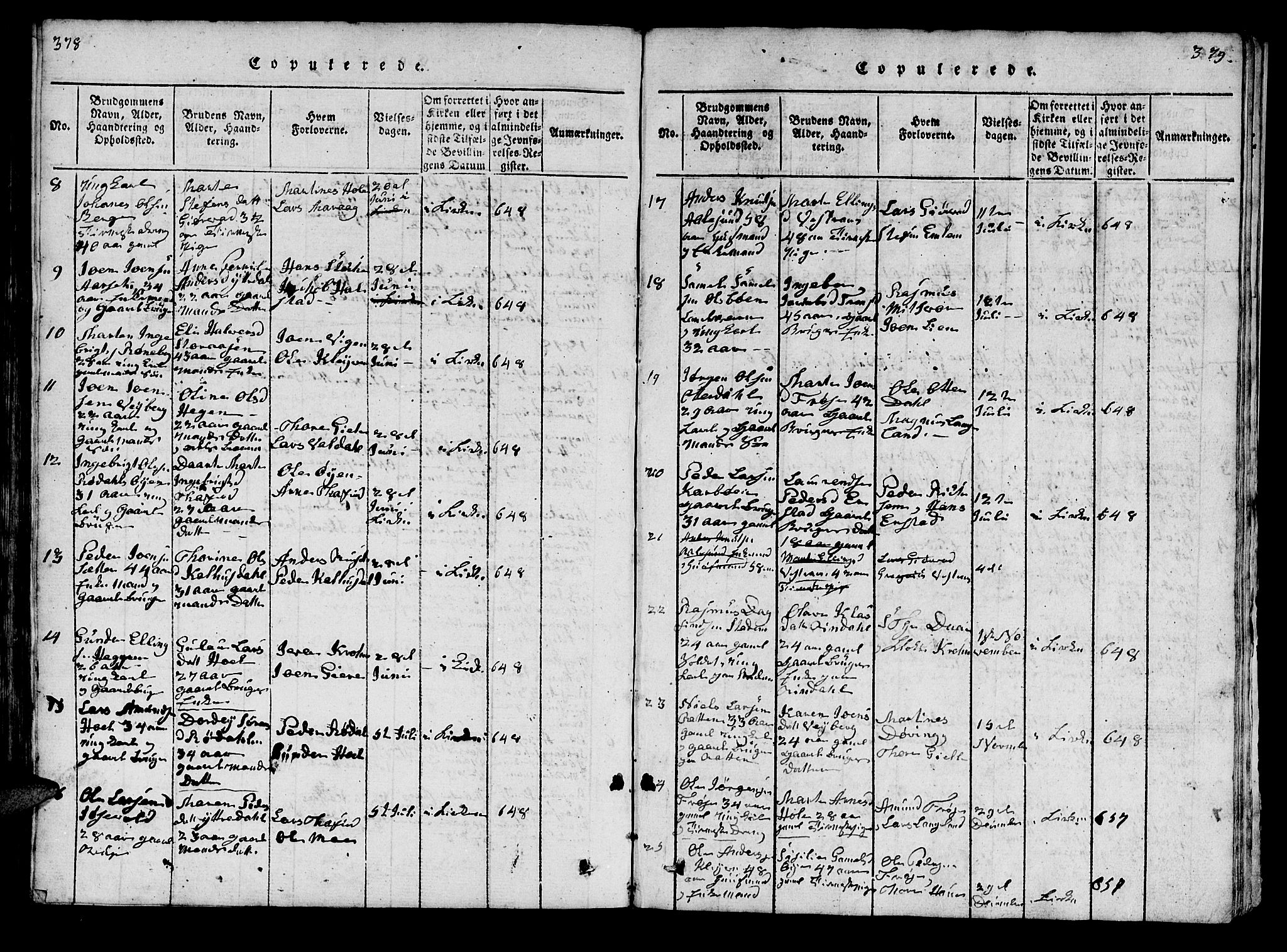 Ministerialprotokoller, klokkerbøker og fødselsregistre - Møre og Romsdal, SAT/A-1454/519/L0246: Parish register (official) no. 519A05, 1817-1834, p. 378-379