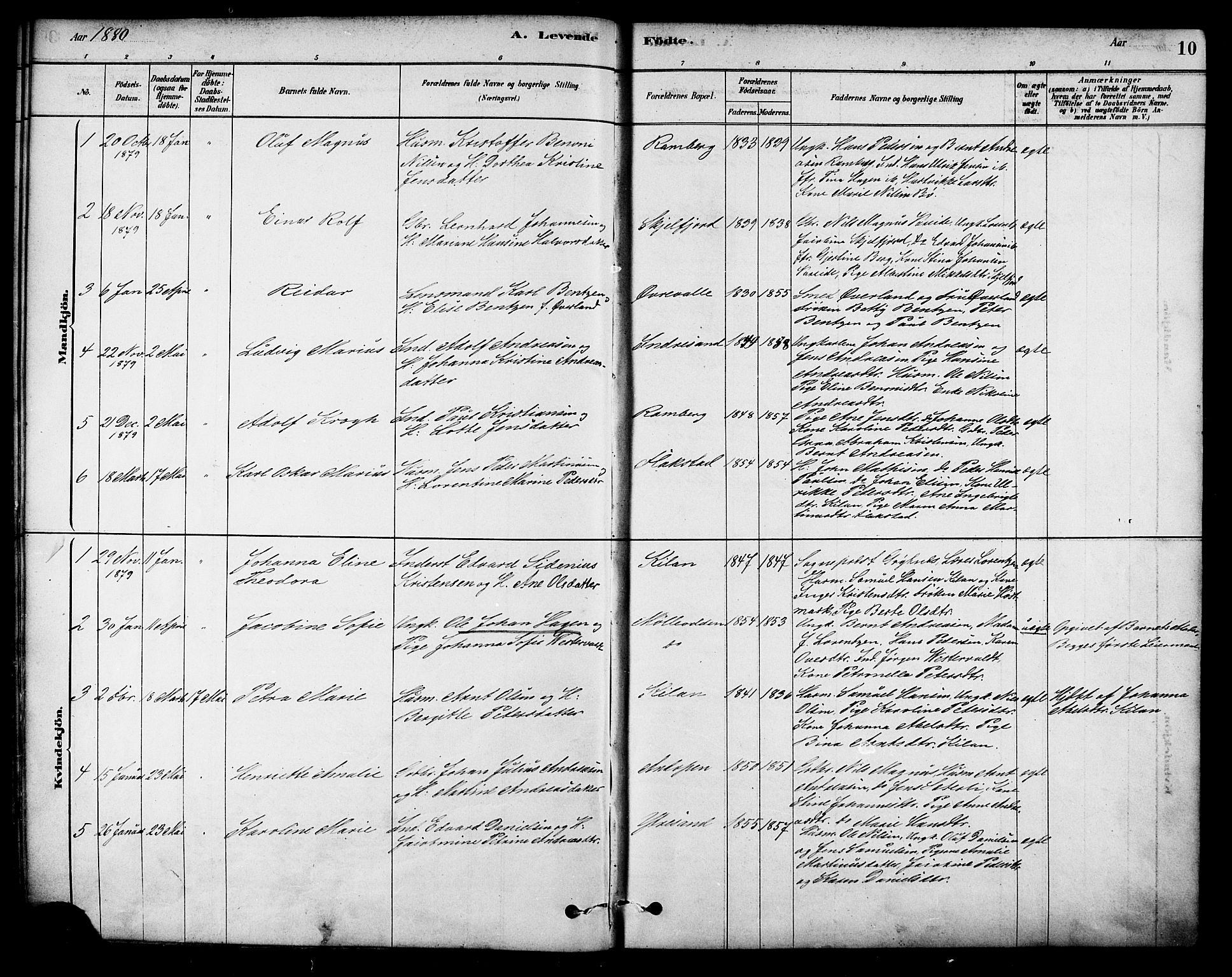 Ministerialprotokoller, klokkerbøker og fødselsregistre - Nordland, SAT/A-1459/885/L1204: Parish register (official) no. 885A05, 1878-1892, p. 10
