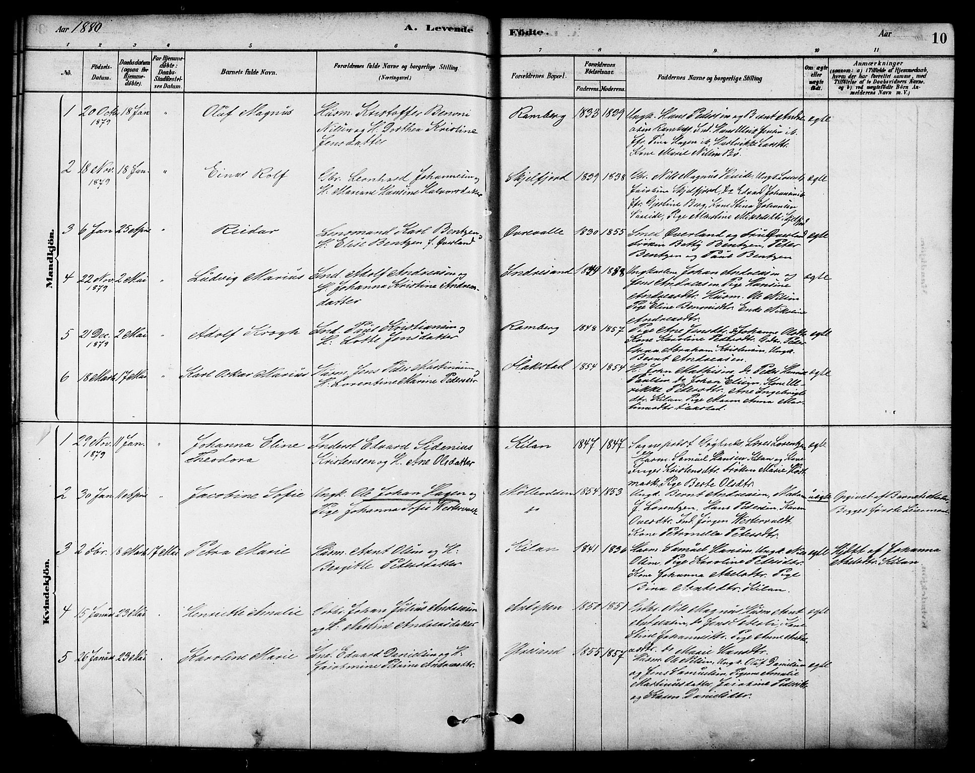 Ministerialprotokoller, klokkerbøker og fødselsregistre - Nordland, AV/SAT-A-1459/885/L1204: Parish register (official) no. 885A05, 1878-1892, p. 10