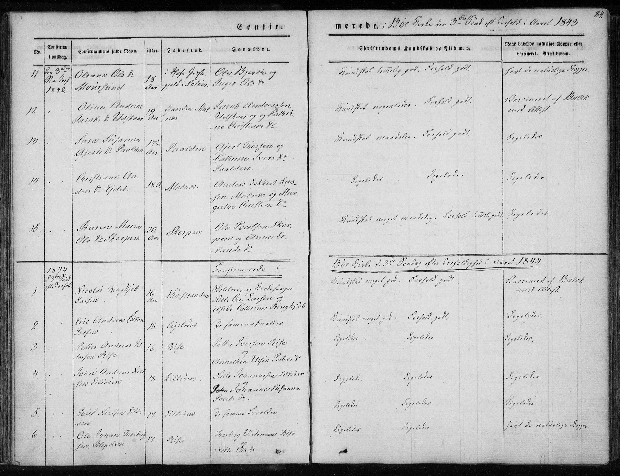 Ministerialprotokoller, klokkerbøker og fødselsregistre - Nordland, AV/SAT-A-1459/891/L1299: Parish register (official) no. 891A04, 1841-1856, p. 84