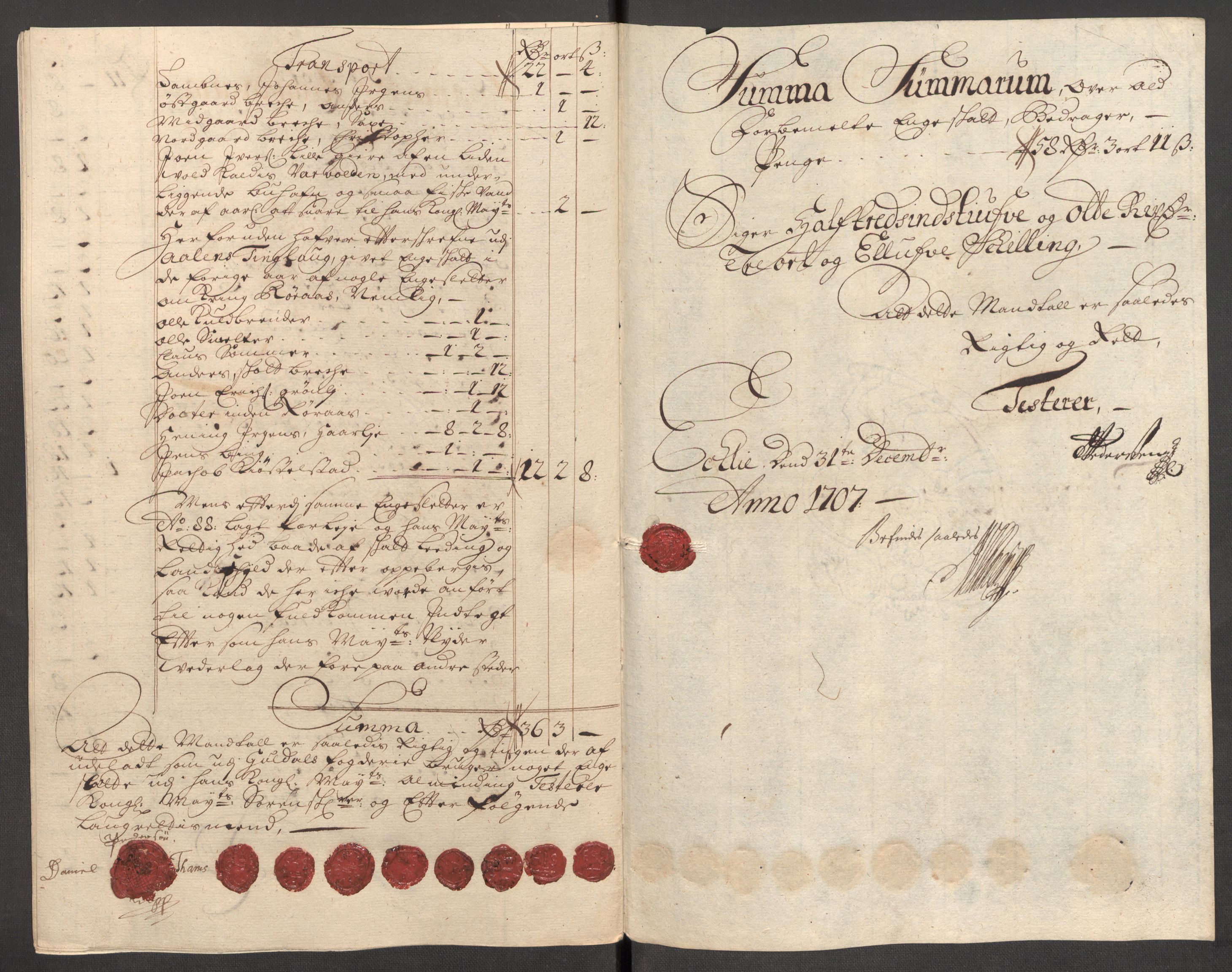 Rentekammeret inntil 1814, Reviderte regnskaper, Fogderegnskap, RA/EA-4092/R60/L3957: Fogderegnskap Orkdal og Gauldal, 1707, p. 262